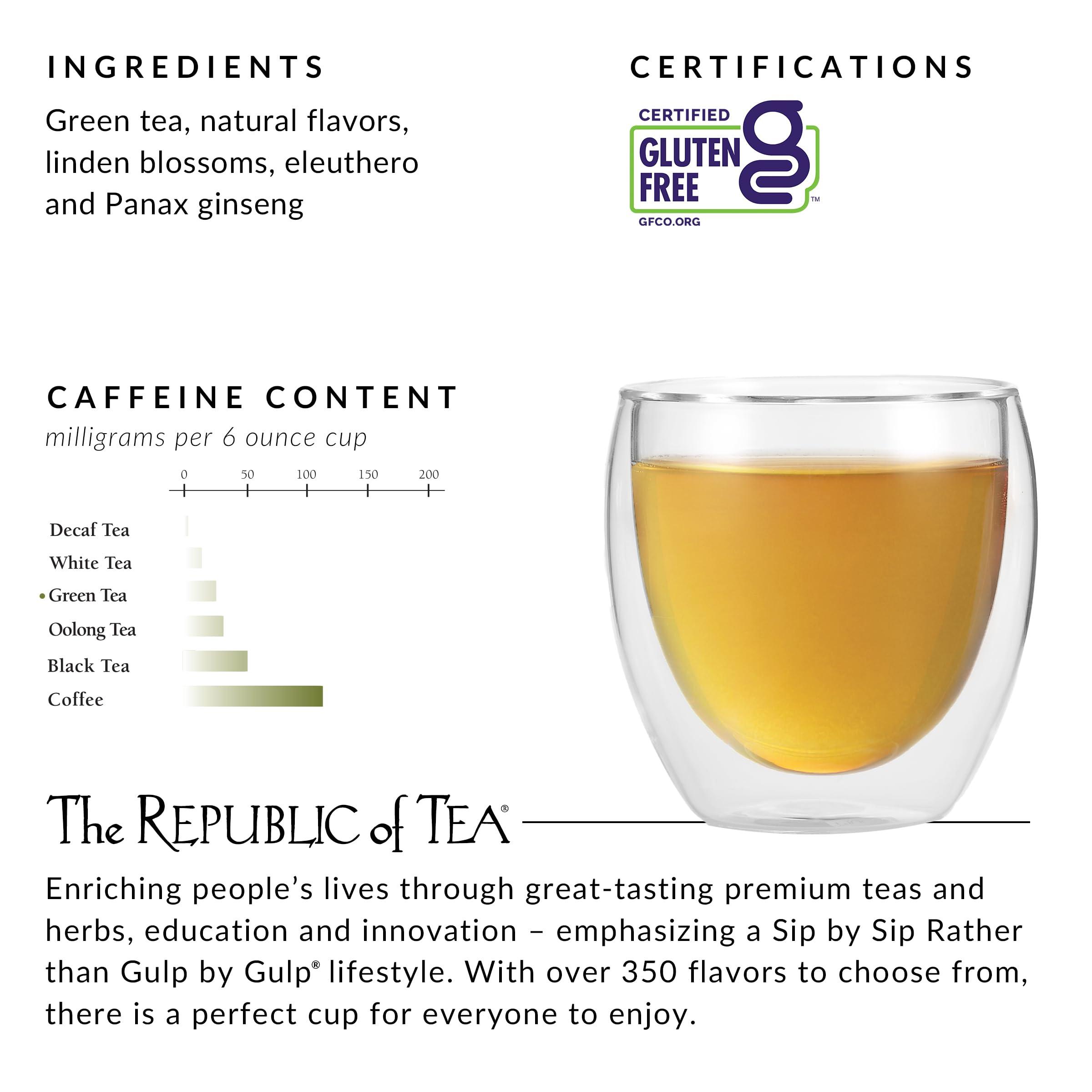 The Republic of Tea The Republic of Tea - Honey Ginseng Green Tea, 50 Tea Bags, Tin | Flavored Gourmet Tea | Caffeinated