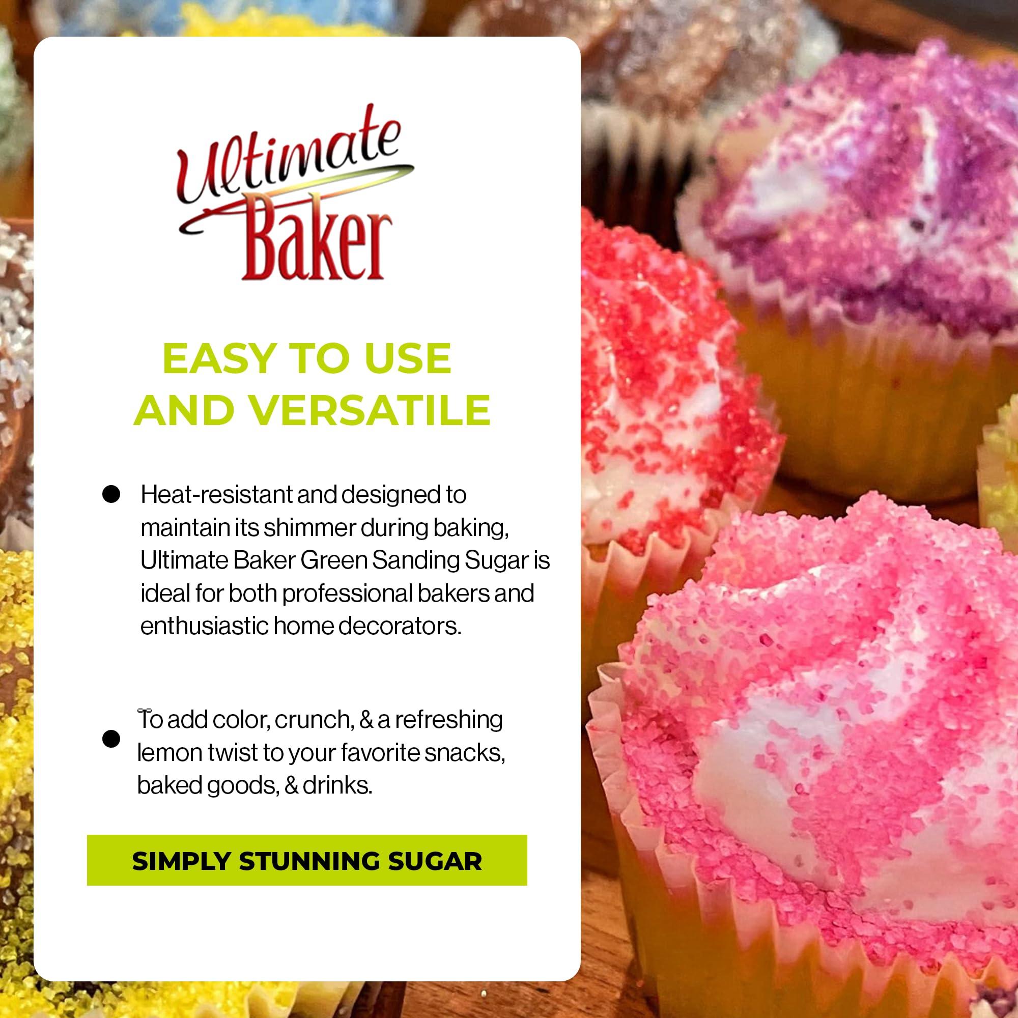 Ultimate Baker Ultimate Baker Sanding Sugar, Naturally Colored Sanding Sugar for Cookies, Colored Baking Sugar, Medium Crystal Colored Sugar for Cake Decorating & Cocktail Rimming (4oz Bag, Green)