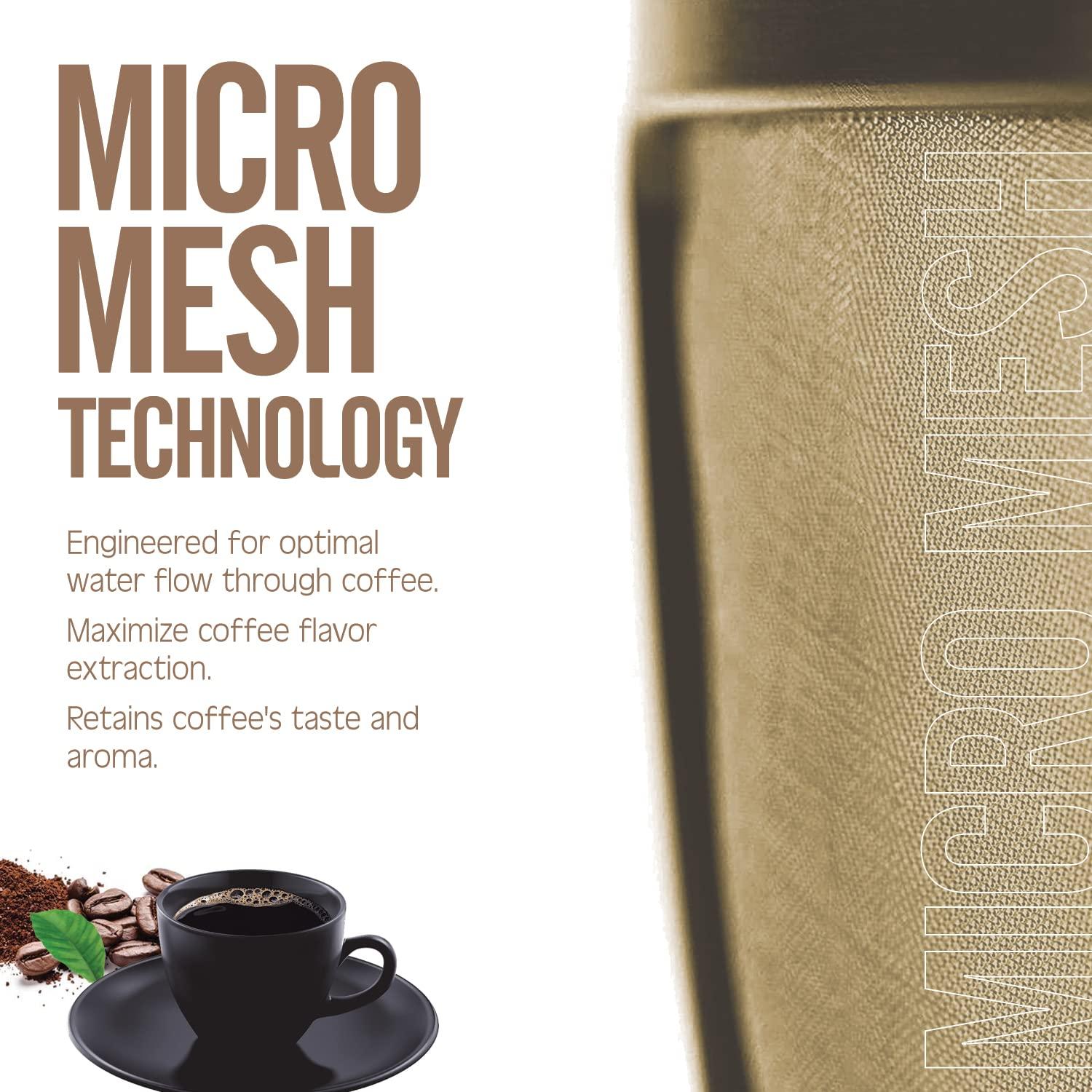 BRENSTEN 8-12 Cup Reusable Filter Basket With Mesh Bottom Fits MrCoffee Coffee Maker and Brewer - Permanent Filter Replacement for Mr Coffee Gold Tone Basket-Style Filters 2-Pack