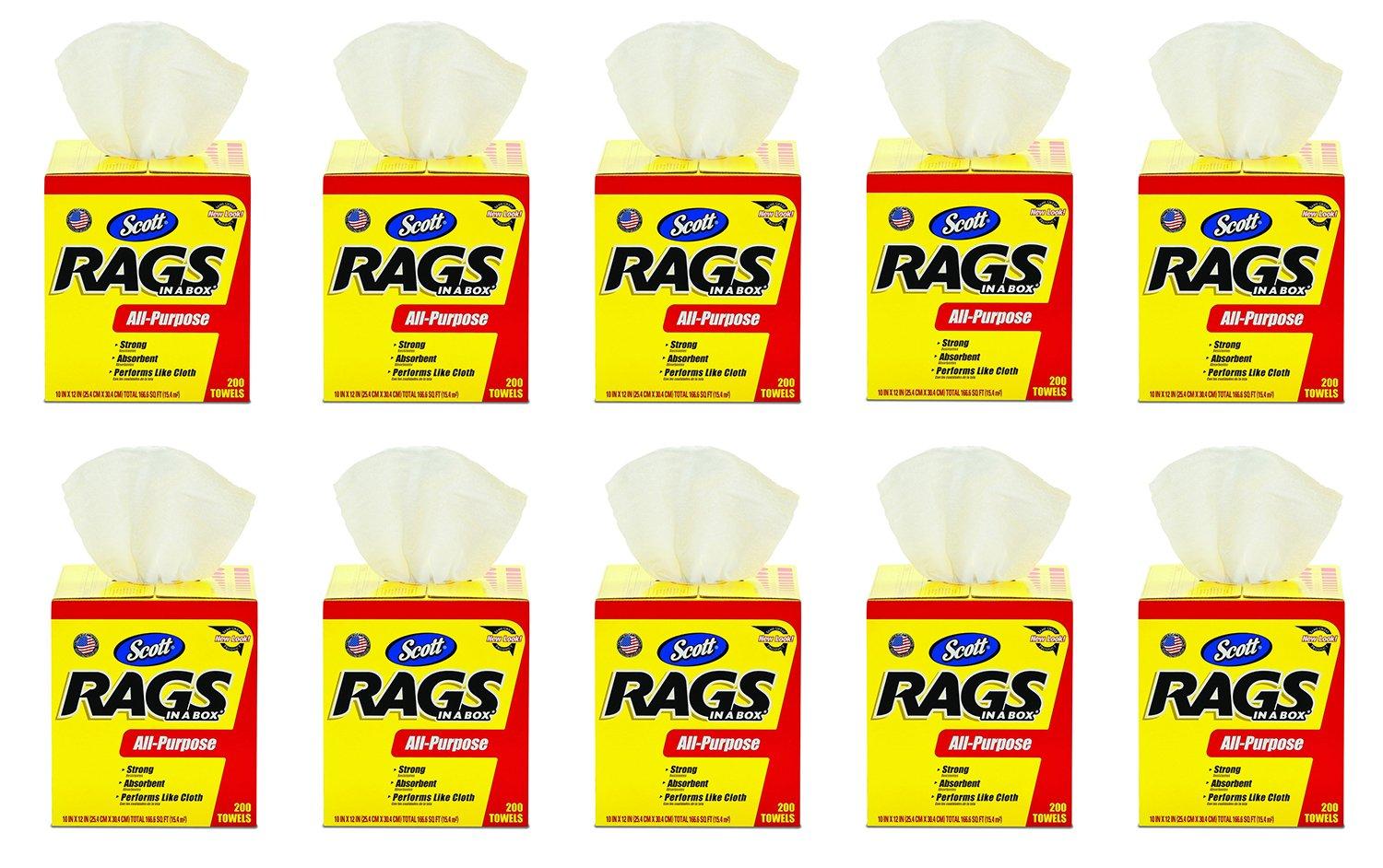 Kimberly-Clark Kimberly-Clark Scott 75260 Rags in a cOLlC Box, White, 10 Boxes of 200 Towels Cpkpz