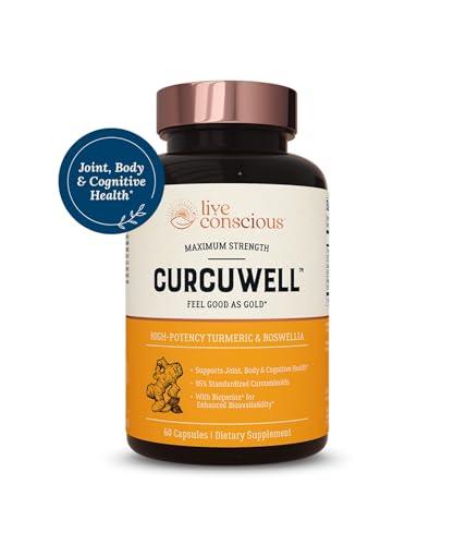 Live Conscious Live Conscious CurcuWell - Curcumin and Boswellia Blend | Maximum Strength Joint, Body and Cognitive Support - 60 Day Supply (2-Pack)
