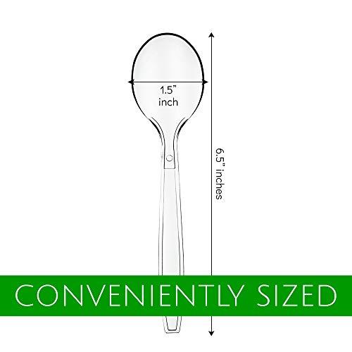PLASTICPRO Plasticpro Disposable Clear Plastic Soup Spoons Heavyweight Box of 200 Count