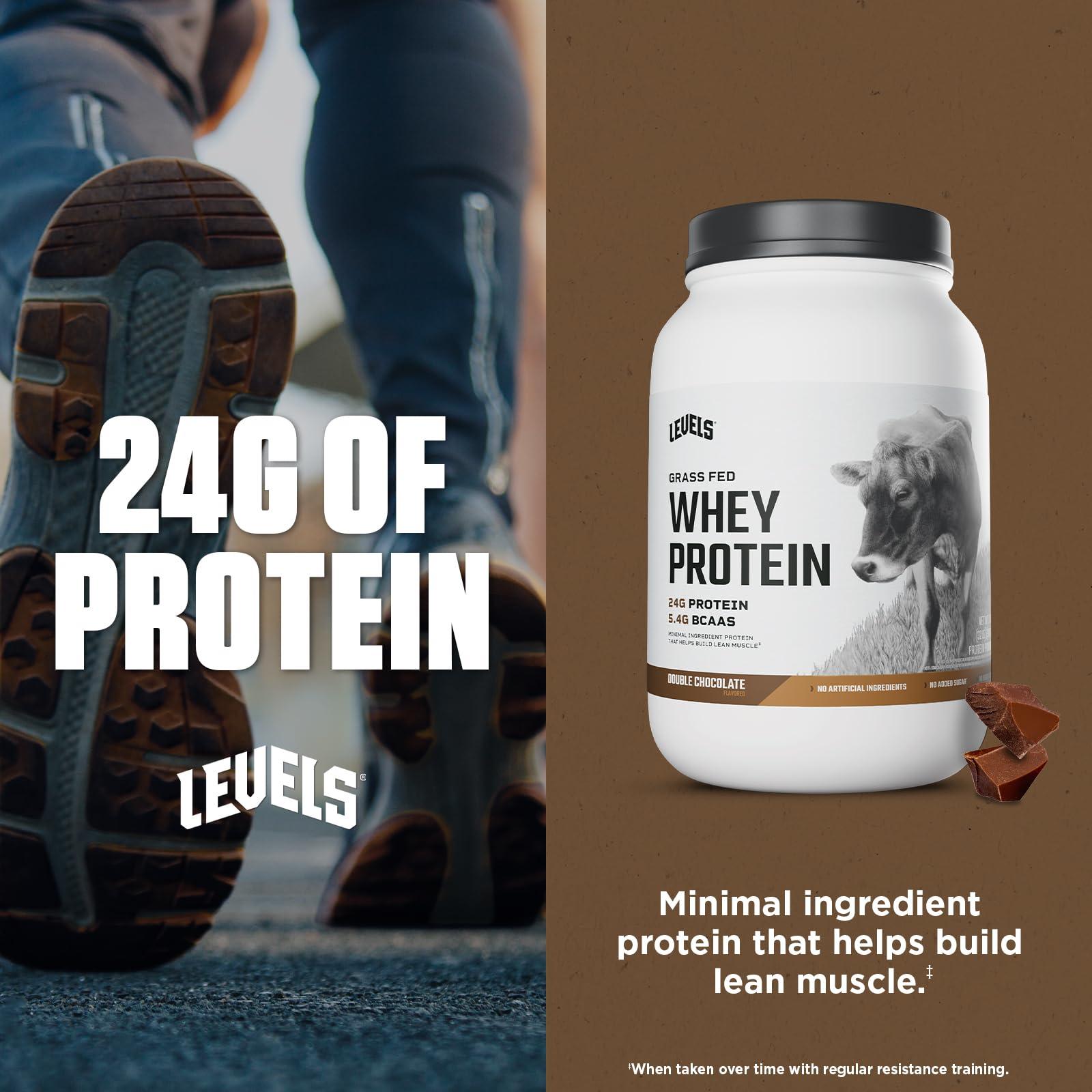 Levels Nutrition Levels Grass Fed Whey Protein, No Artificials, 24G of Protein, Double Chocolate, 2LB