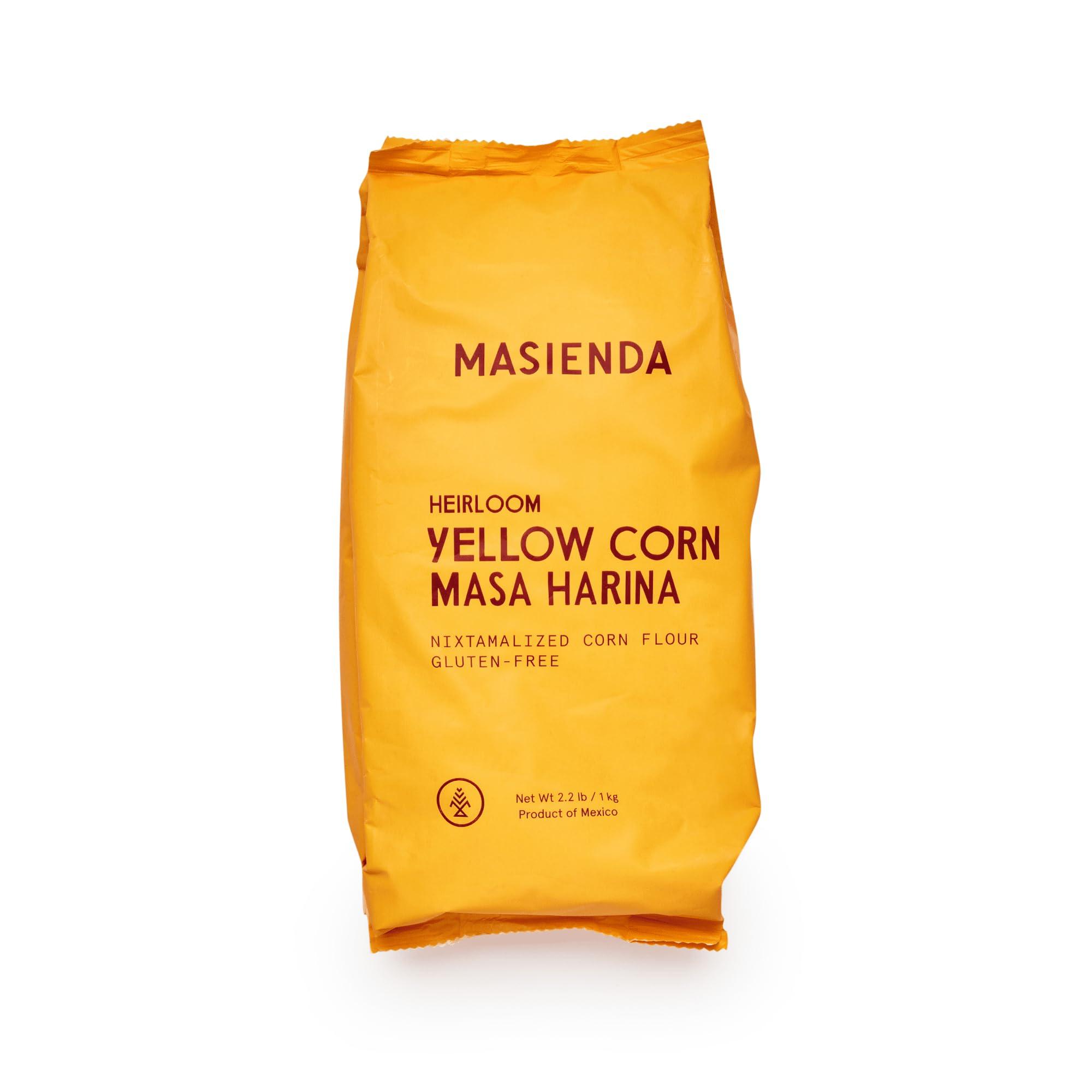 Masienda Masienda Heirloom Yellow Corn Masa Harina/Flour. Nixtamalized Corn Flour Perfect for Corn Tortillas, Tamales, Tostadas, Pupusas, Arepas and More. Gluten-Free, Non-GMO, Preservative-Free. 2.2 Pounds.