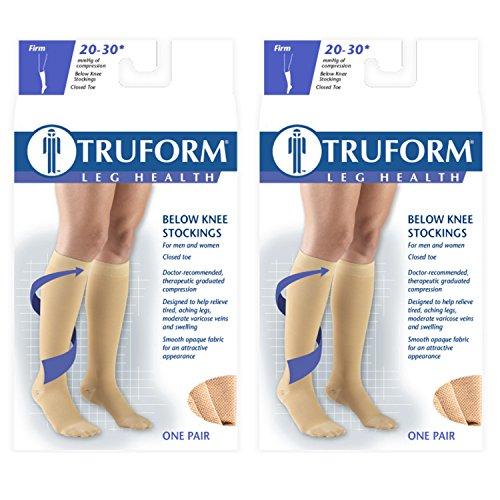 Truform Truform Short Length Compression Stockings, 20-30 mmHg, Beige, Medium (Pack of 2)