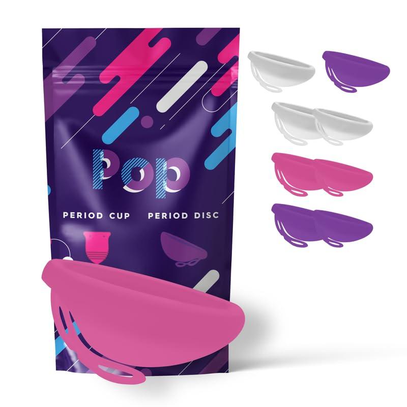 PopCup Pop Menstrual Disc | Reusable Period Disc | Medical-Grade Silicone | Tampon, Pad, and Cup Alternative | Capacity of 6 Super Tampons (Small, Pink)