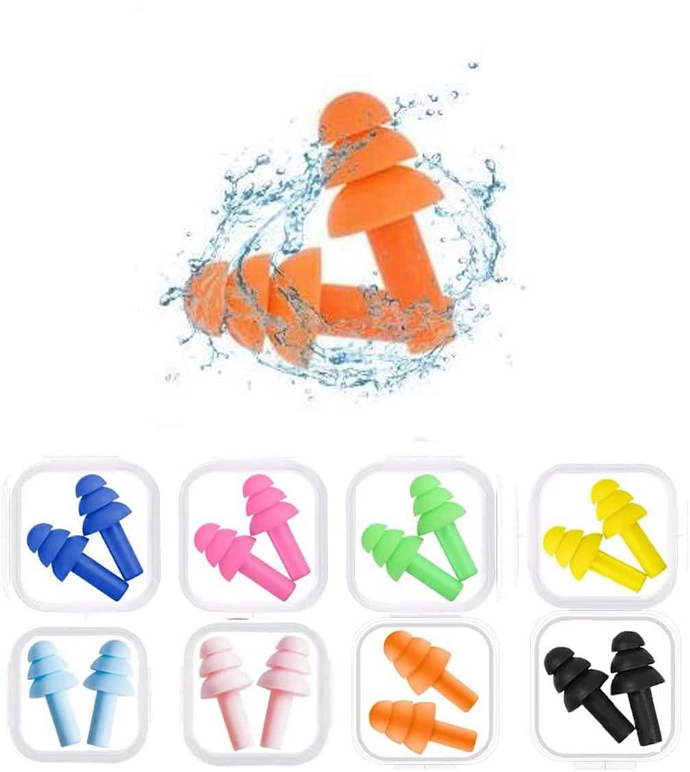 Noinkoti Earplugs for Sleeping Noise Cancelling Reusable Silicone Ear Plugs Suitable for Swimming Travel Snoring Airplanes Study Work Noisy Places8Pairs