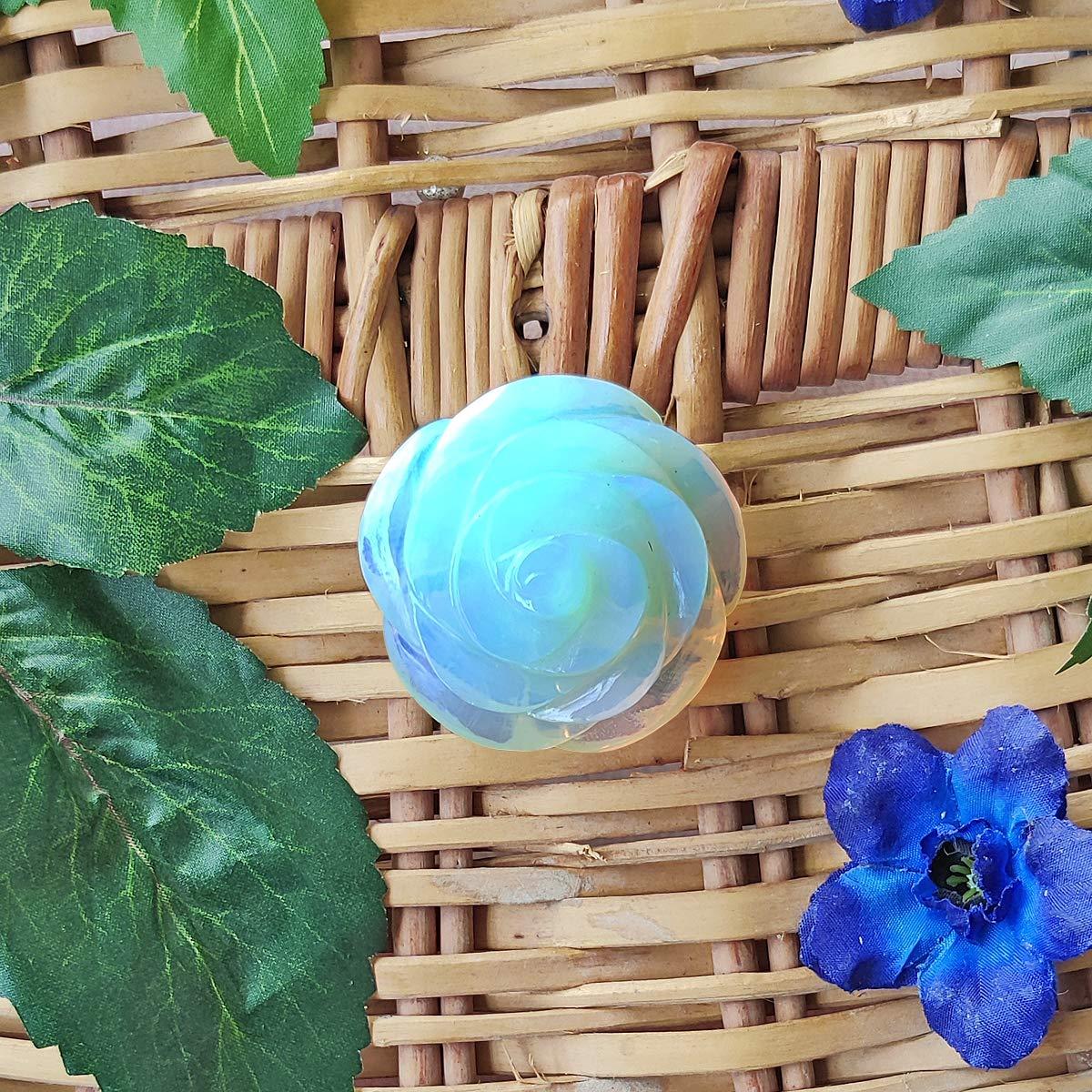 Shubhanjali Shubhanjali Opalite Crystal Flower 60-70 gm Natural Opal Stone Sky Blue Crystal Flower Gemstone for Reiki Healing