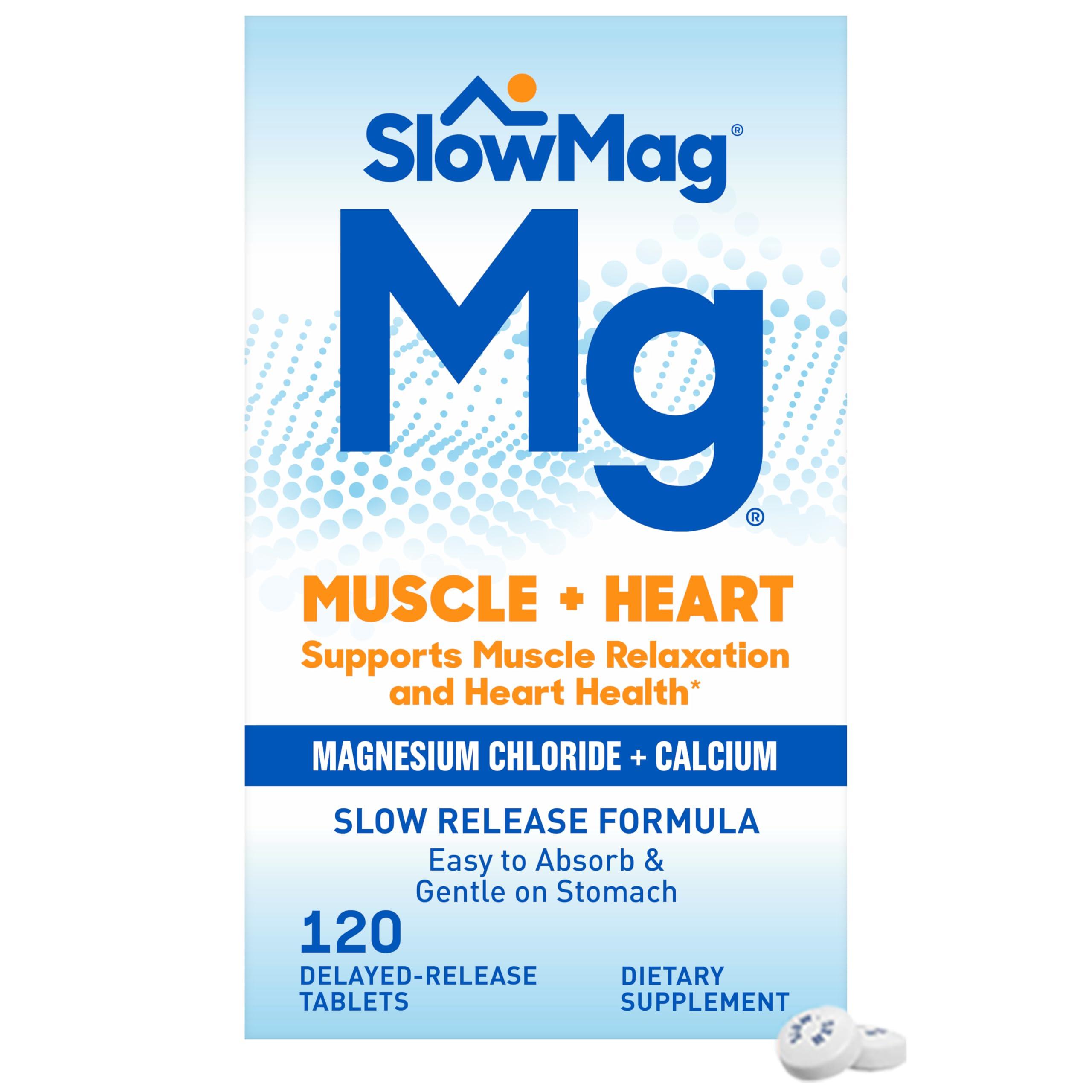 Slow-Mag Slow-Mag SlowMag Muscle + Heart Magnesium Chloride with Calcium 120 Count Mg Muscle Health + Recovery Gummies 60 Count