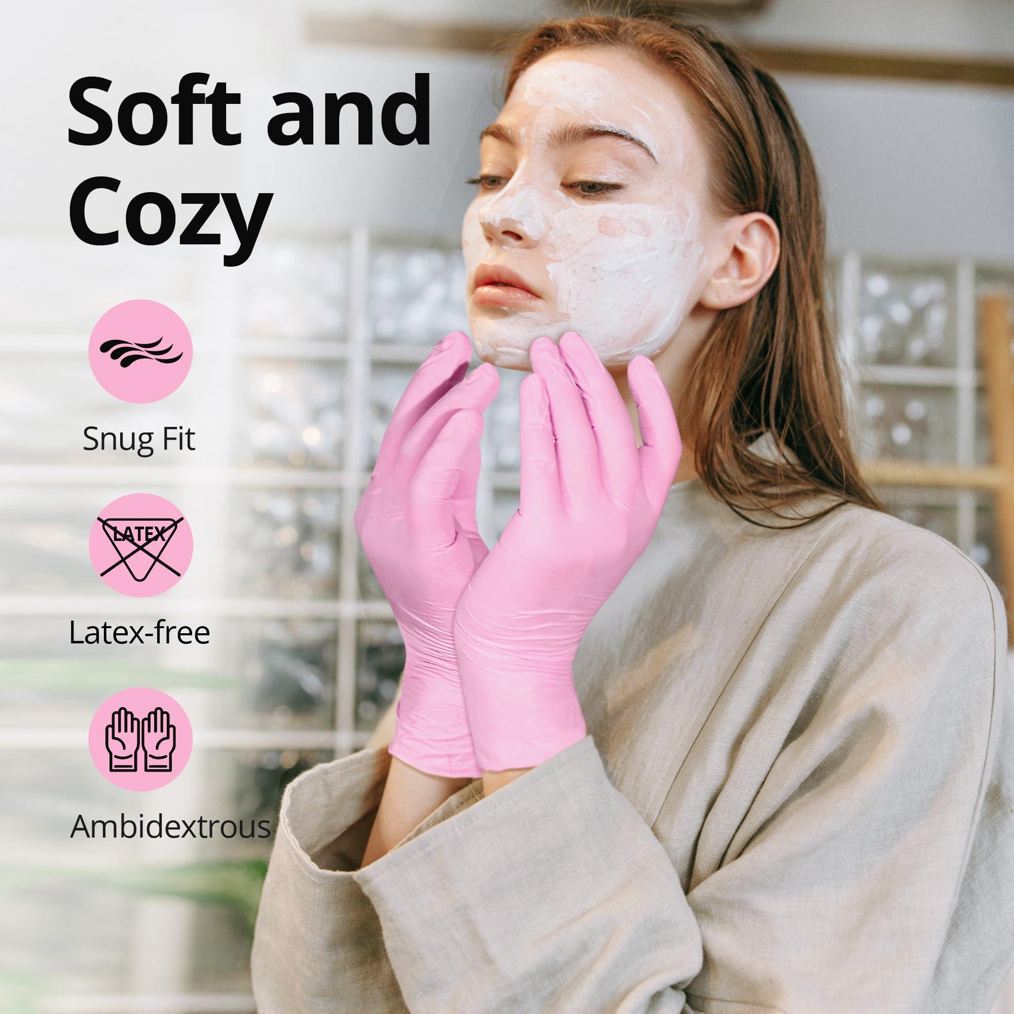 SwiftGrip SwiftGrip Pink Disposable Gloves, 3-mil, Medical exam Gloves Disposable Latex Free, Gloves for Cleaning & Esthetician, Pink Rubber Gloves, Pink Cleaning Gloves, Powder-Free, 1000-ct Case (XL)