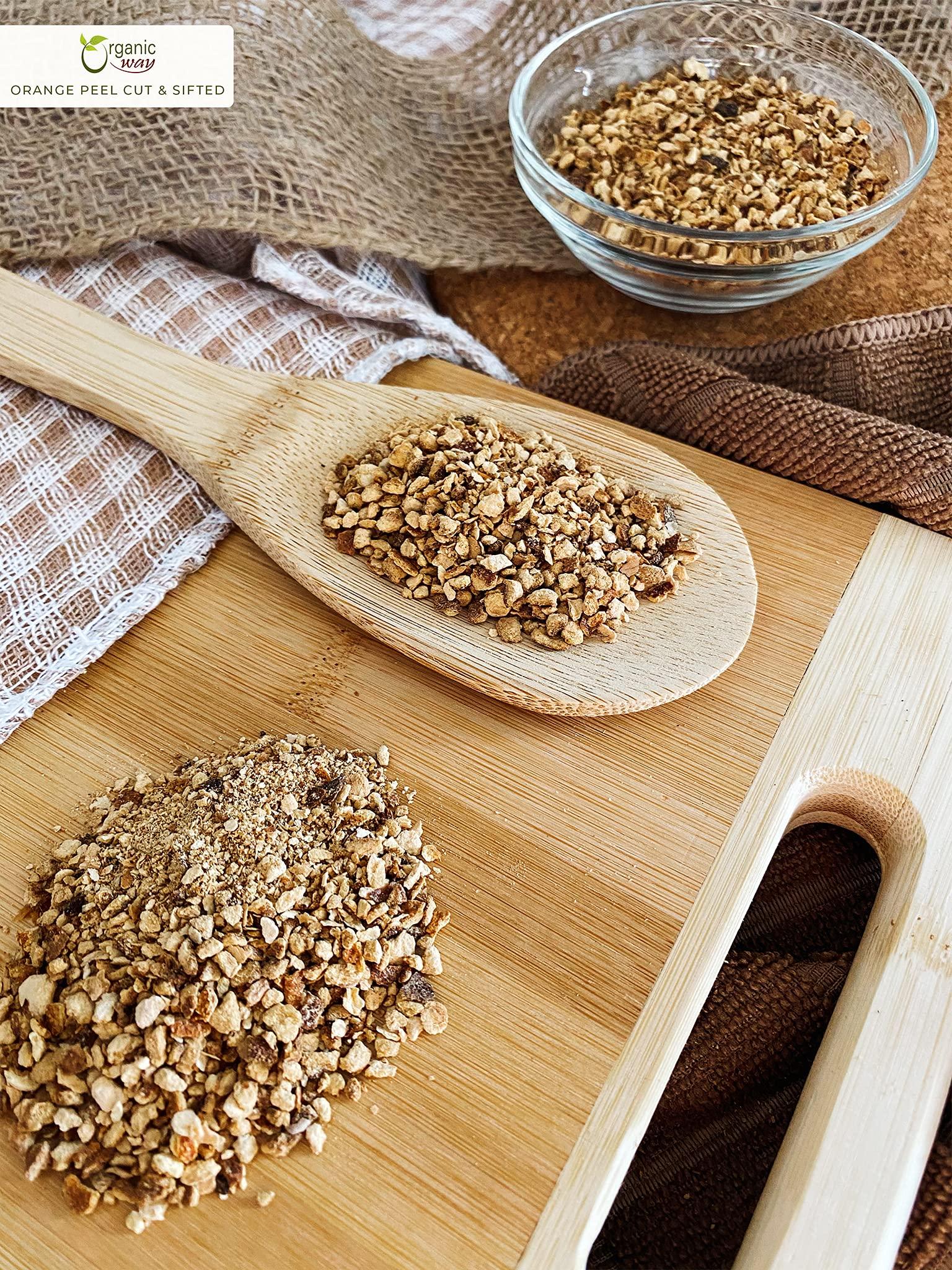 Organic Way Organic Way Dried Orange Peel Cut & Sifted (Citrus sinensis) - European Wild-Harvest | Organic & Kosher Certified | Vegan, Non GMO & Gluten Free | USDA Certified | Origin - India (1/2LBS / 8Oz.)