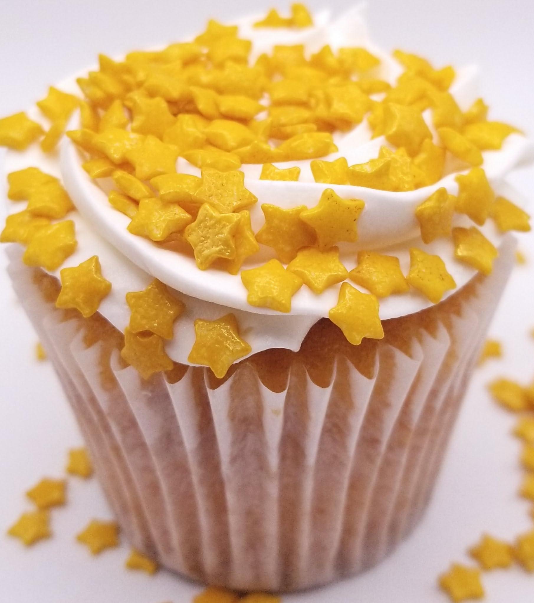 NCS NCS Dark Gold Star Edible Sprinkles, 8 ounces - Great for Cupcakes, Cookies, Cakes, Cakes Pops (Stars - Gold)