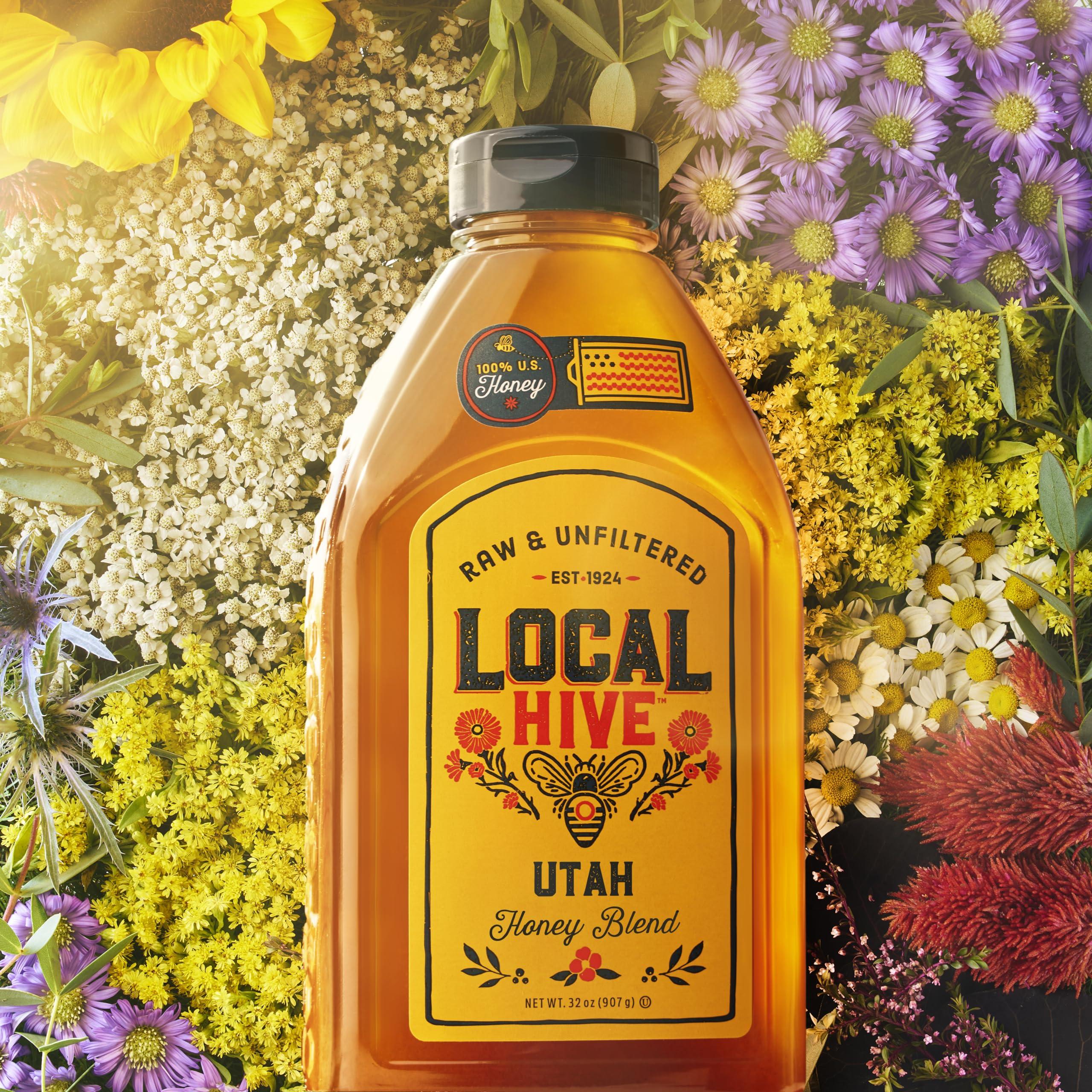 Local Hive Local Hive Utah Raw Unfiltered Honey 32oz, 100% Pure US Honey, Sourced from American Bees and Beekeepers - Natural Sweetener, Ideal for Tea, Baking, and Cooking