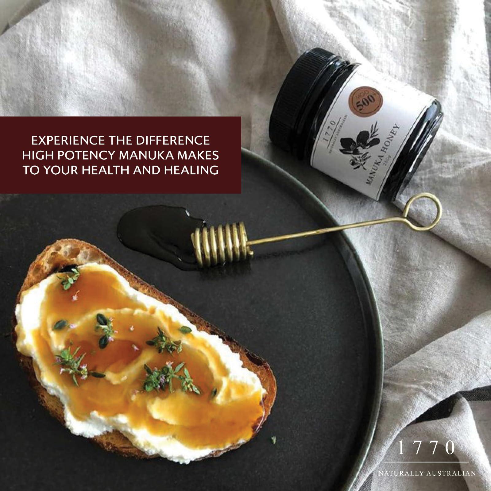 1770 Naturally Australian 1770 Naturally Australian Manuka Honey MGO 500+ Raw Organic Honey Non-GMO, 8.8oz(250g), High Strength, Superfood