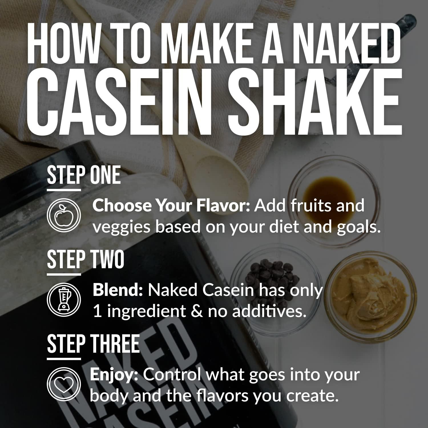 NAKED nutrition Naked Casein - 1Lb Micellar Casein Protein - Bulk, Gmo-Free, Gluten Free, Soy Free, Preservative Free - Stimulate Muscle Growth - Enhance Recovery - 15 Servings