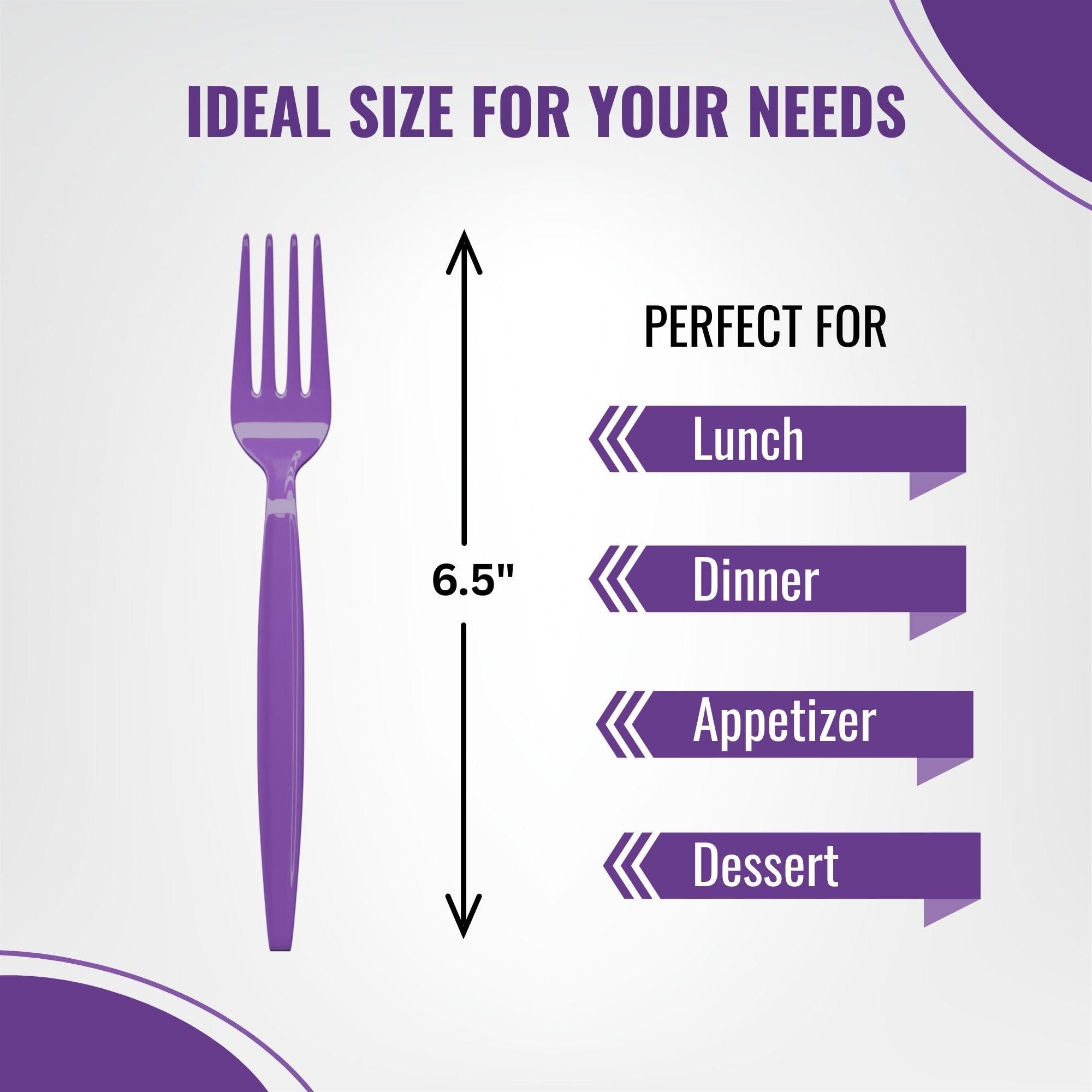 Blue Orchards Purple Plastic Forks (24 Pack) - Purple Forks for Parties, Lightweight Plasticware, Colored Plastic Forks, Plastic Utensils, Disposable Cutlery for Occasions, Party Plastic Forks, Blue Orchards