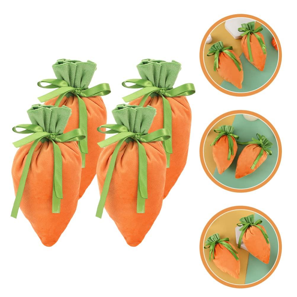 Didiseaon Didiseaon 4pcs Carrot Candy Bag Carrot Goody Bag Mini Carrot Treat Bags Easter Favor Bag Easter Bags Easter Goodie Bag Fabric Goody Bags Diy Sewing Bag Rabbit Eggs Cloth Child Food