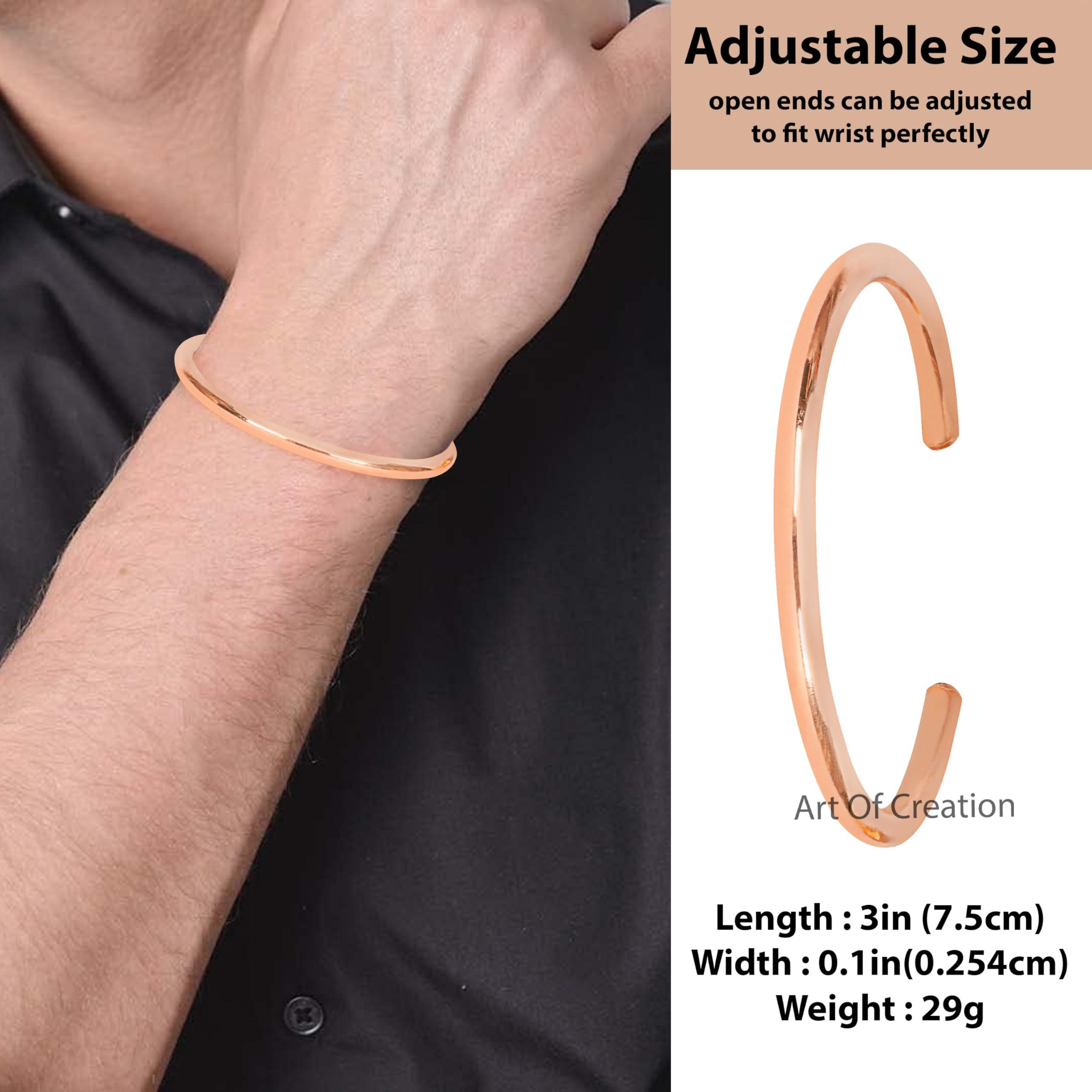 Art Of Creation Art Of Creation Pure Copper Bracelet handmade Cuff for Men and Women Plain Solid Bangle Adjustable From Indi For Unisex