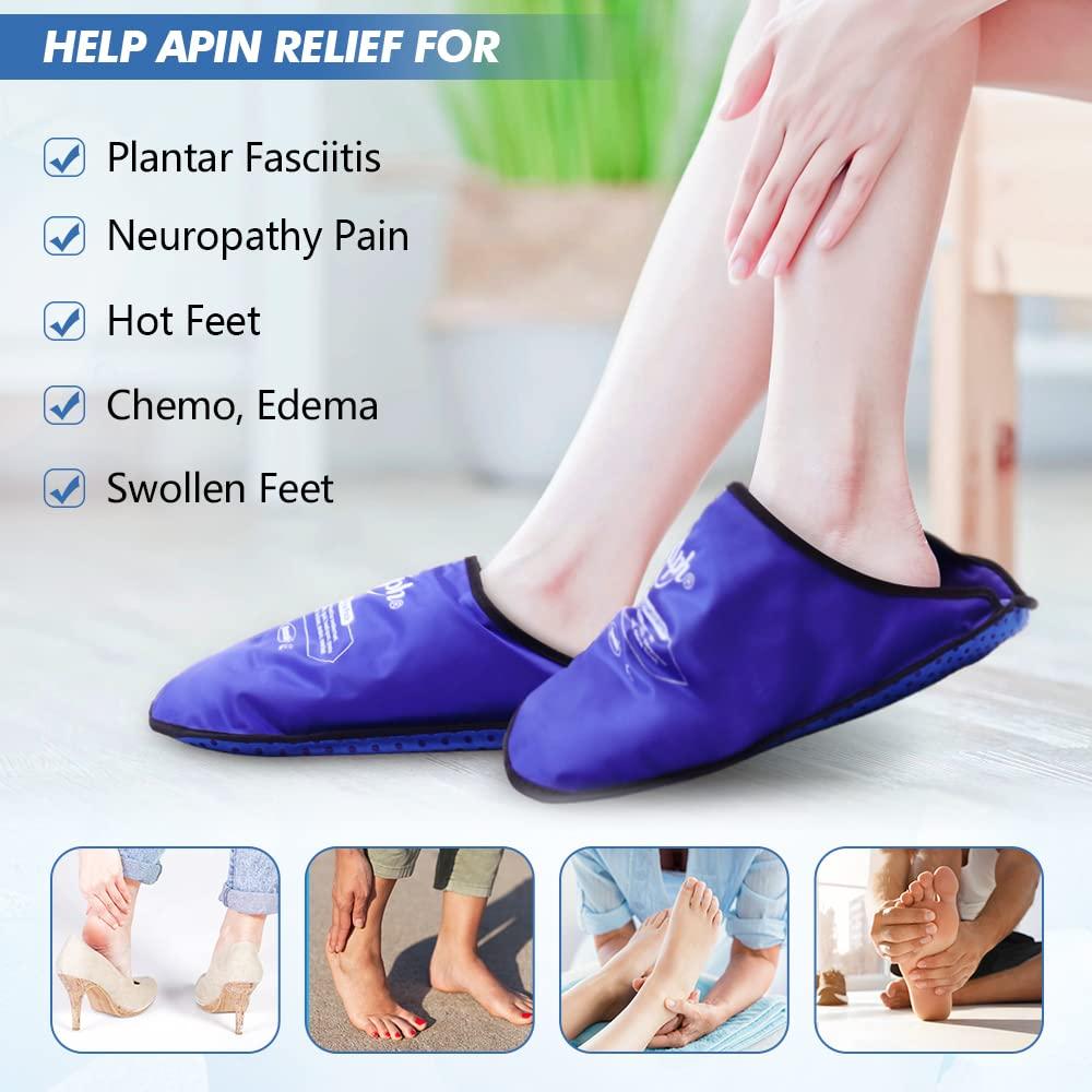 Hilph Hilph Foot Ice Pack Slippers for Plantar Fasciitis 2 Packs, Reusable Hot Cold Packs Gel Ice Slipper for Foot and Broken Toes, Gout, Foot Surgery, Neuropathy, Diabetic, Swollen (Dark Blue)