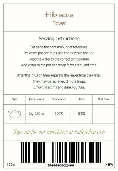 Valley of Tea Hibiscus Organic Flowers Herbal Tea - Lemon Tart & Berry Rich - Classic Sweet Sour Rose Mallow - Hibiscus Flowers Hibiscus Tea Dry Hibiscus Flower Organic Hibiscus Flowers Hibiscus Flower Tea 100g