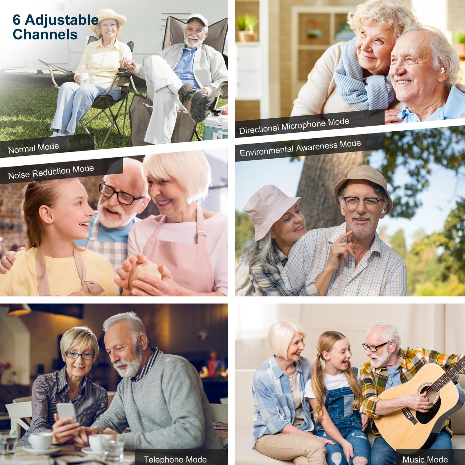 NELPO Nelpo BH-R55 Hearing Aids for Seniors & Adults, 48-Channel Rechargeable OTC Hearing Amplifier with Noise Cancelling, 6 Sound Modes, 18H Charging Case for Mild to Moderate Hearing Loss
