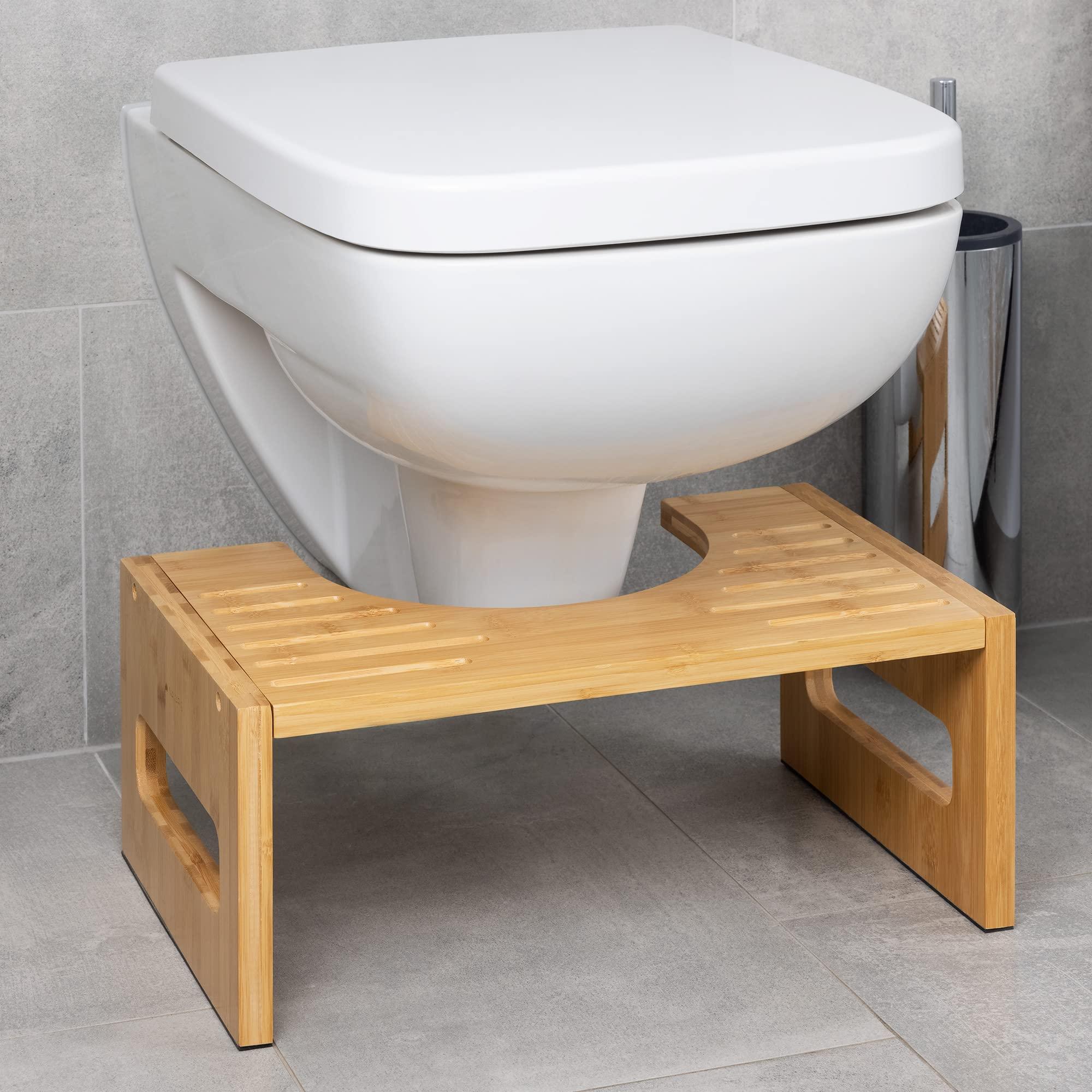 Navaris Navaris Toilet Stool for Adults - Squatting Adult Step Footstool for Use on Bathroom Toilet - Bamboo Step for Toilet Squat Position