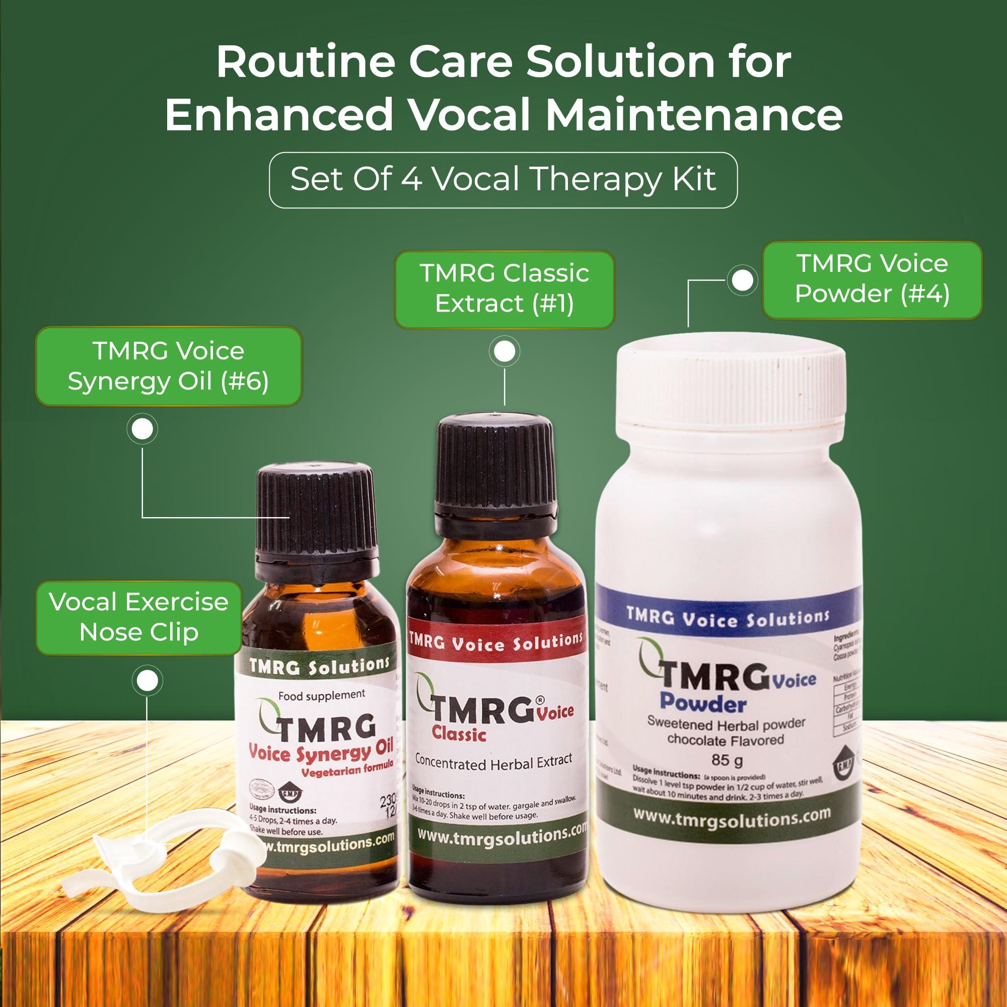 TMRG TMRG Powerful Vocal Recovery Kit - Large: Professional Herbal Remedy Featuring 30ml Voice Drops, 85g Voice Powder, 20ml Synergy Oil, and a ClipUltimate Care for Vocal Strength and Recovery.