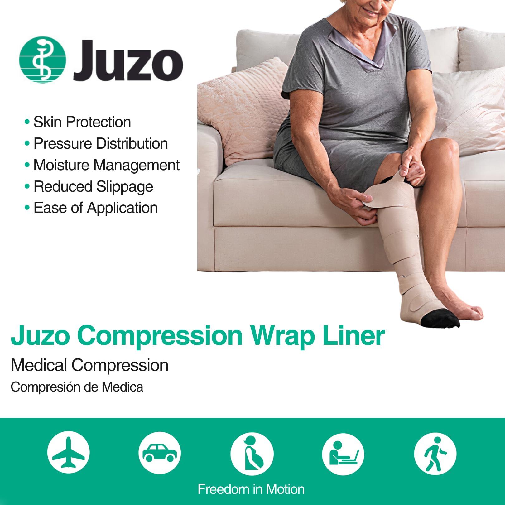 Juzo Juzo Short Stretch Compression Wraps, Knee High Liner, Closed Toe, Black | Medical Wrap Bandage for Treatment of Moderate to Extreme Varicosities, Edema & Lymphedema | Small