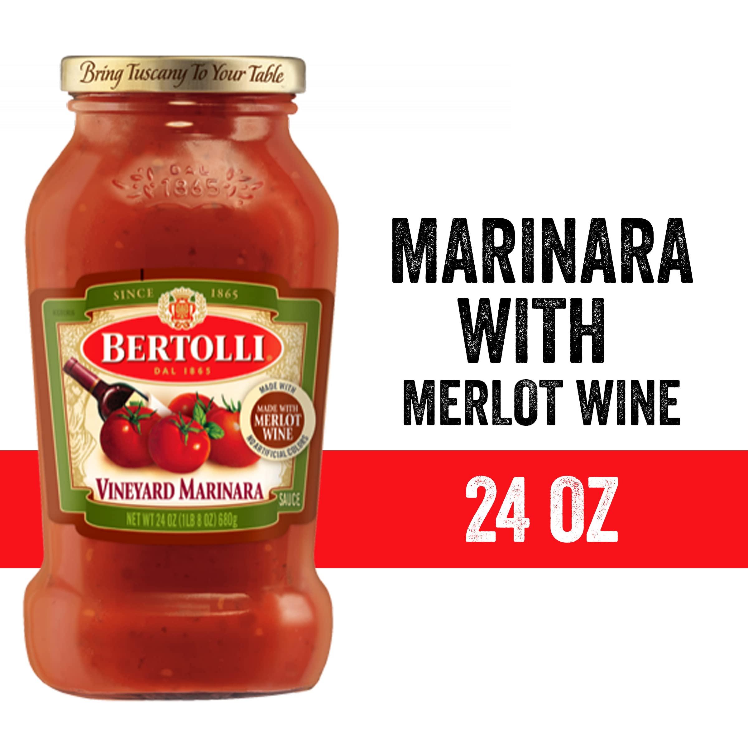 Bertolli Bertolli Vineyard Marinara Sauce with Merlot Wine, Authentic Tuscan Style Pasta Sauce Made with Vine-Ripened Tomatoes, Herbs and Spices and Merlot, 24 OZ