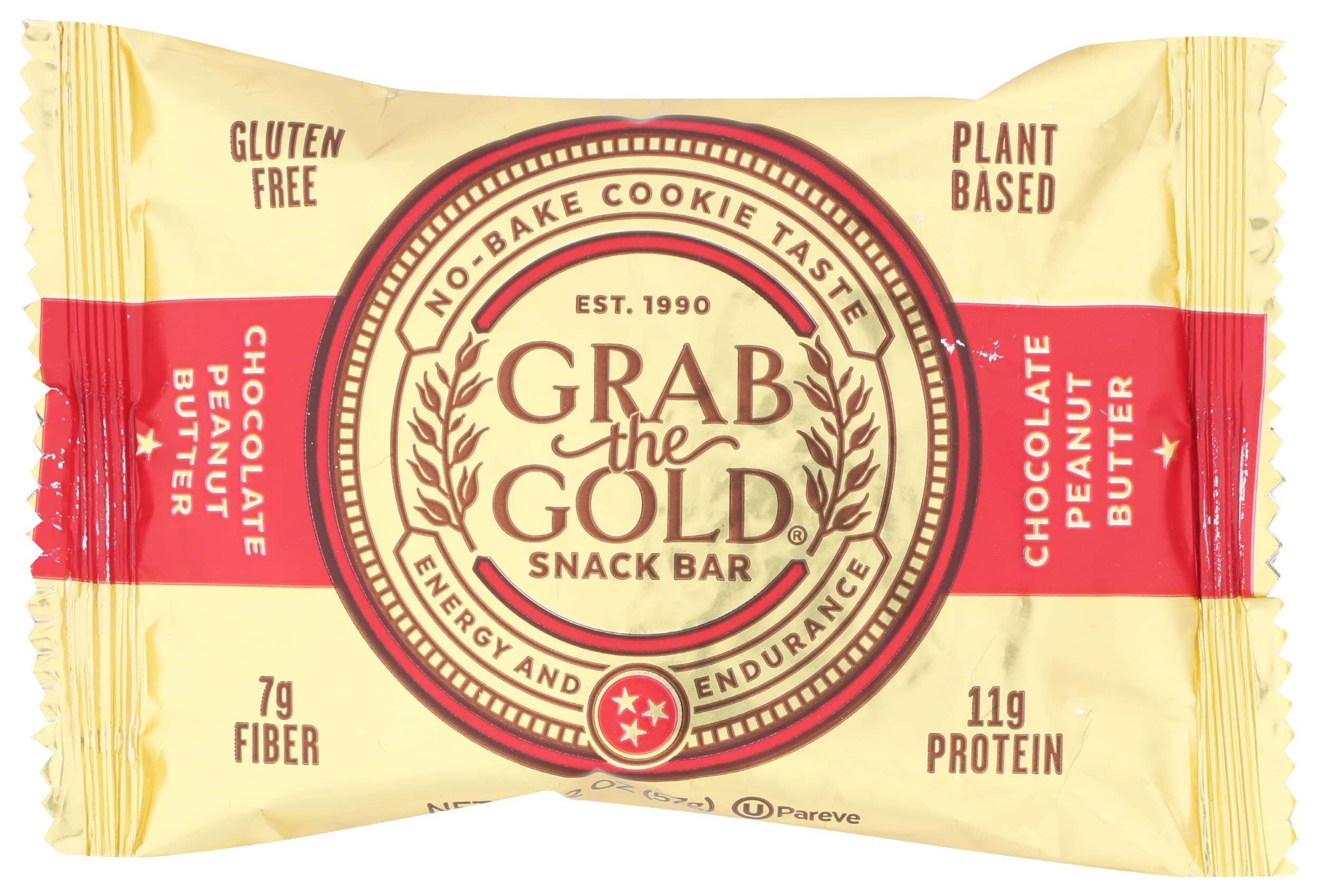 Grab The Gold Grab the Gold Snack Bars Chocolate Peanut Butter, Plant Based Protein, Made with Organic Oats and Chocolate, Whole Food Bars, Gluten Free Vegan High Fiber Dairy Free, 2 Ounce (Pack of 12)