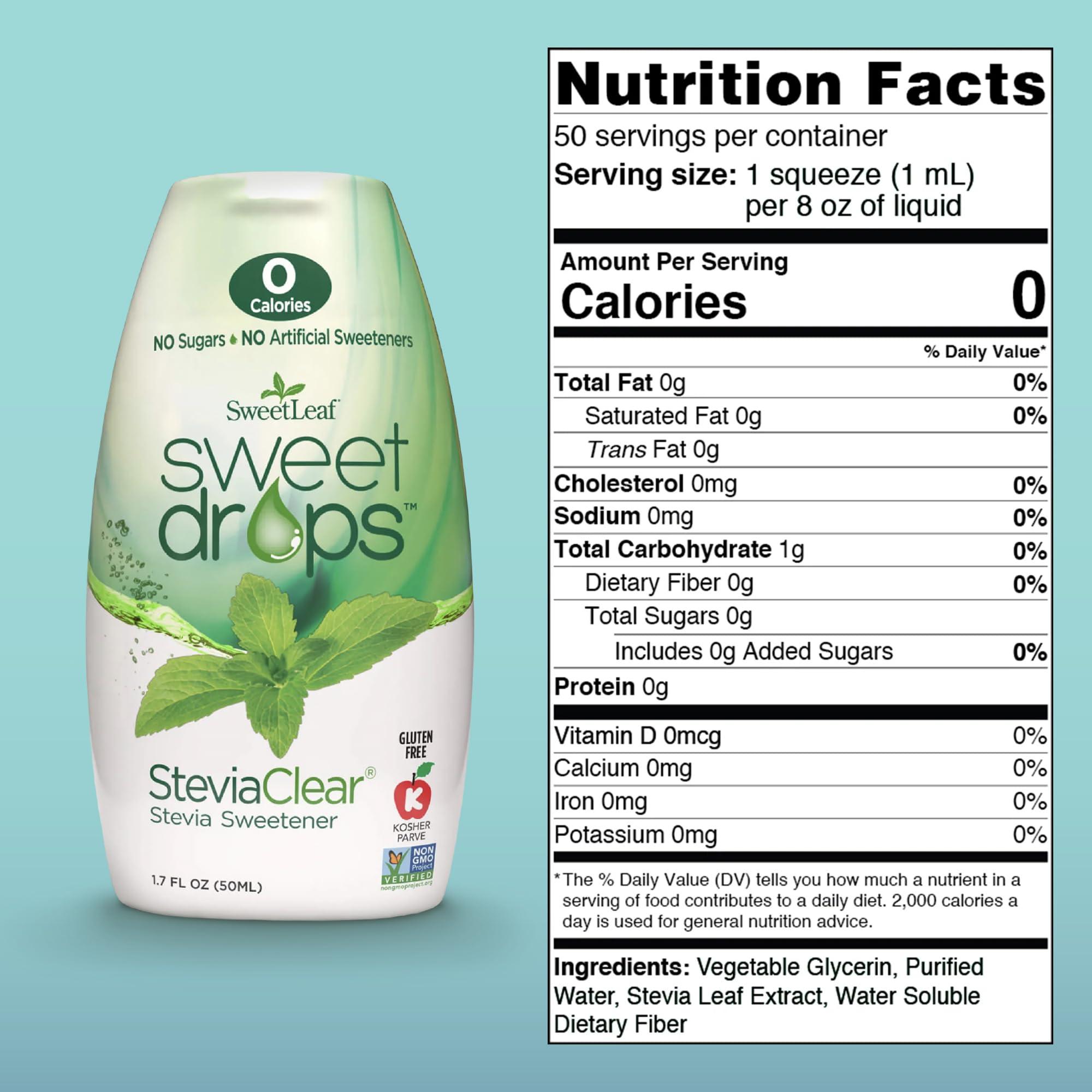 SweetLeaf SweetLeaf Sweet Drops Liquid Stevia Sweetener, SteviaClear, 1.7 Ounce (SD-CLR)