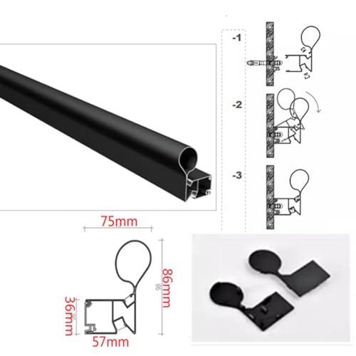 Sxlawesom LED Handrail Kit with Staircase Light, Handrail Wall Mounted Hand Railings, Aluminum, with 2 Flush Endcaps (Color : Black, Size : 47.3\"/1.2m)