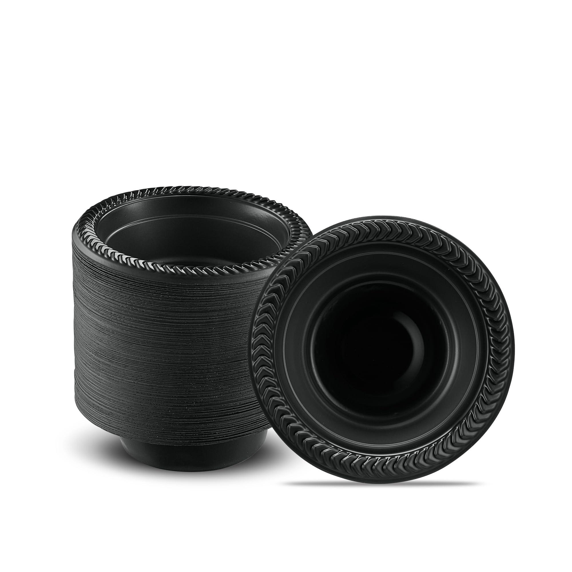 PLASTICPRO PLASTICPRO 800 PCS Black Plastic Bowls Light Weight 5 oz Small Plastic Soup Bowls Black Salad Dessert Plates Disposable for Party and Wedding