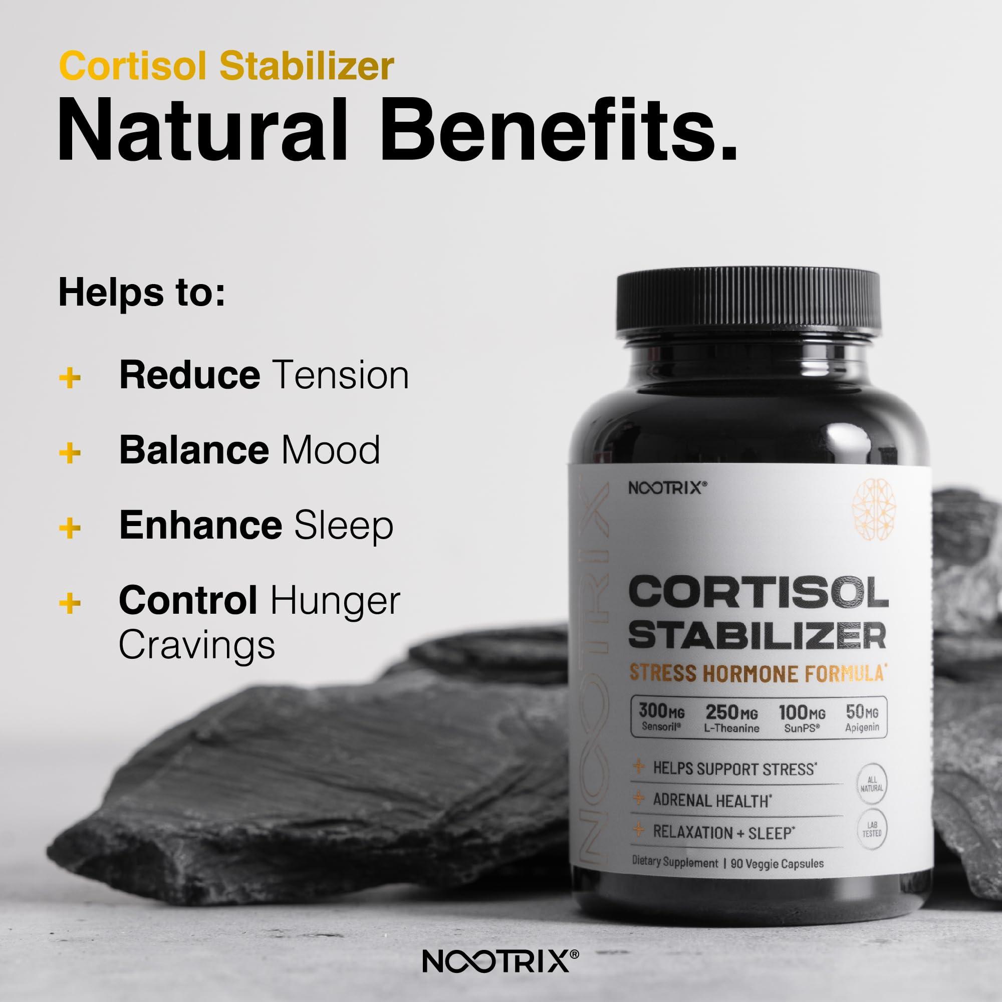 Nootrix Nootrix Cortisol Manager and Stabilizer Supplement | Supports Deep Sleep & Relaxation | Cortisol Supplement with Ashwagandha, L-Theanine, Rhodiola Rosea Extract & Apigenin | 90 Vegan Capsules
