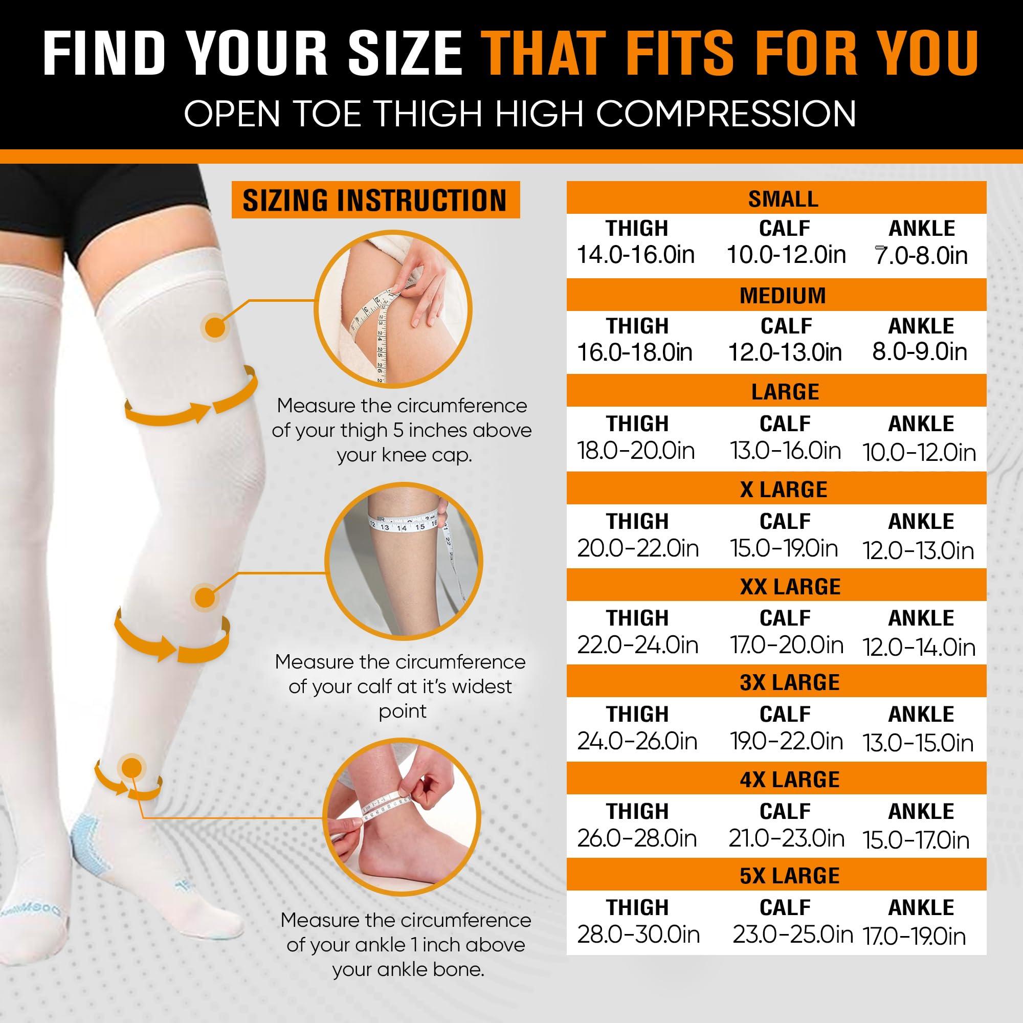 Doc Miller Doc Miller TED Hose Thigh High Anti Embolism Stockings for Women & Men, Hospital Style Surgical Stockings, Plus Size White Compression Socks 15-20mmHg, Support Hose with Inspection Hole (5XL)