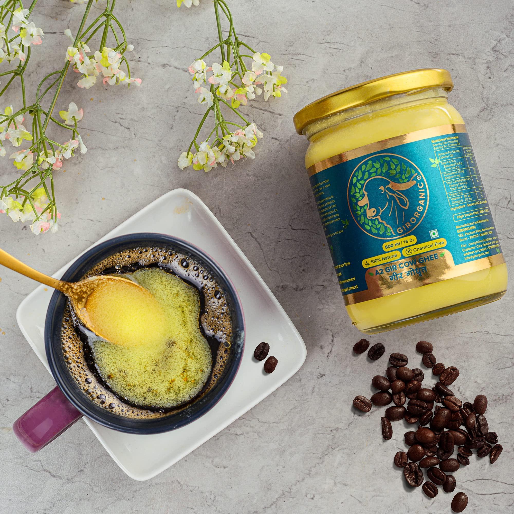 GIRORGANIC GirOrganic Grass Fed A2 Ghee | Clarified Butter (16 Oz) - Unsalted Gir Cow Ghee Butter - Organic Ghee Oil - Pasture Raised, Lactose-Free 16 Oz