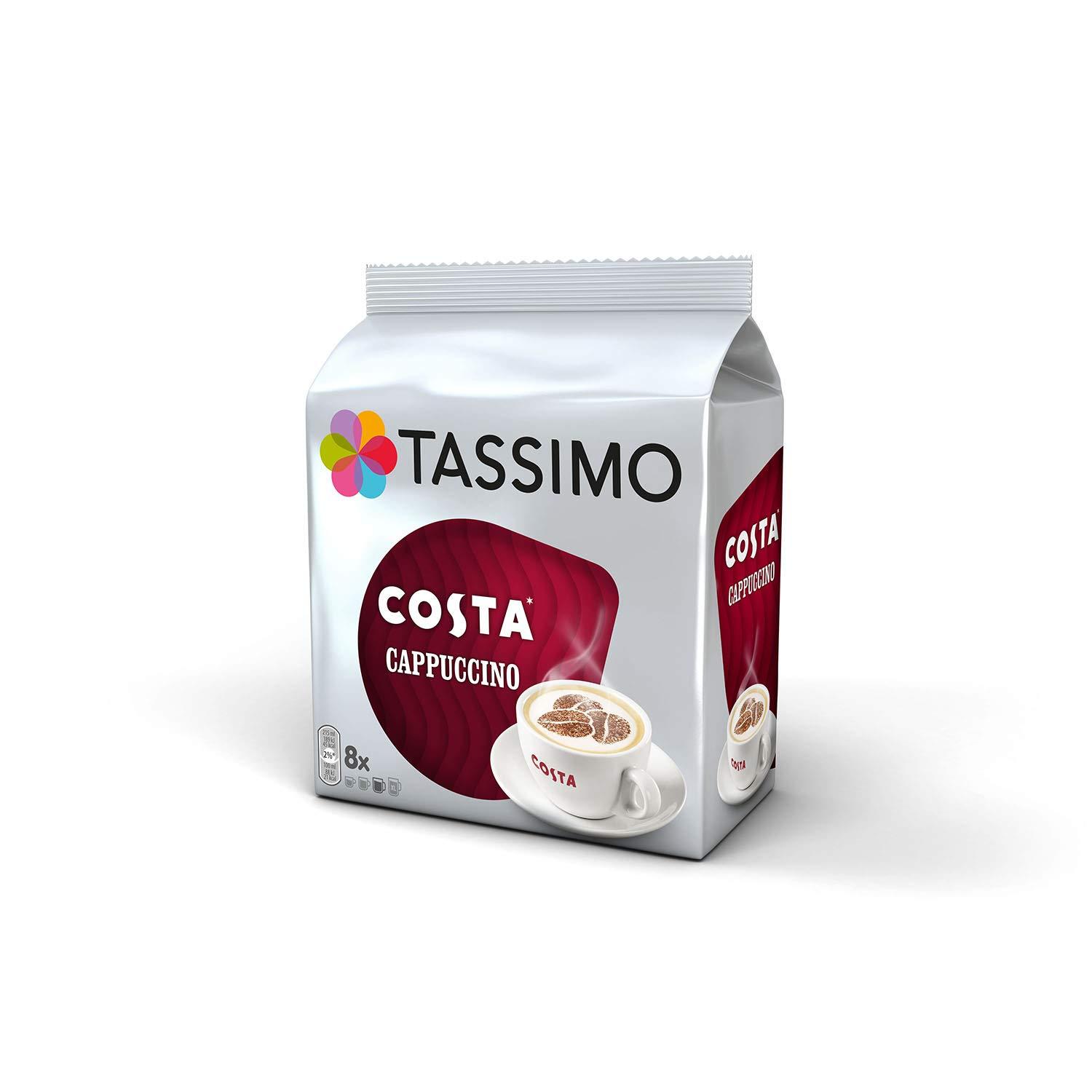 Tassimo Tassimo Coffee Selection - Costa Cappuccino/Americano/Cadbury Hot Chocolate/L'Or Latte Macchiato/Kenco Americano pods - 5 Packs (56 Servings)