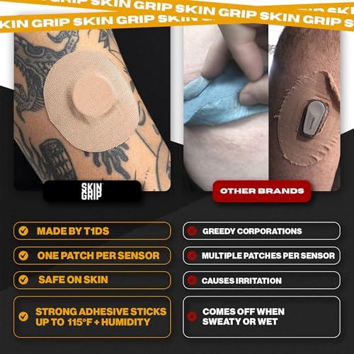 Skin Grip Skin Grip Adhesive Patches for Freestyle Libre 2 CGM  Waterproof & Sweatproof Adhesive for 10-14 Days, Pre-Cut Adhesive Medical Tape, Sensor Cover  20 Pack, Tan