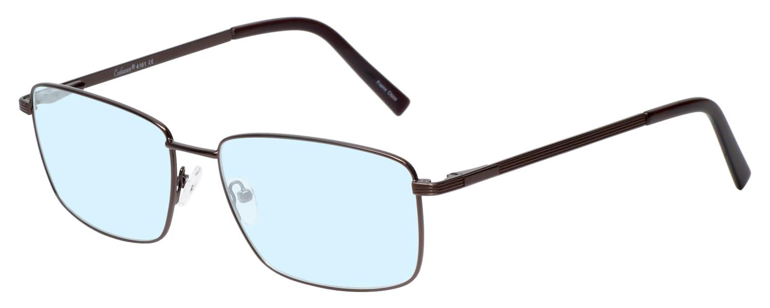 Calabria Calabria Enhance 4161 Rectangular Blue Light Blocking Reading Glasses +2.50 Brown Men
