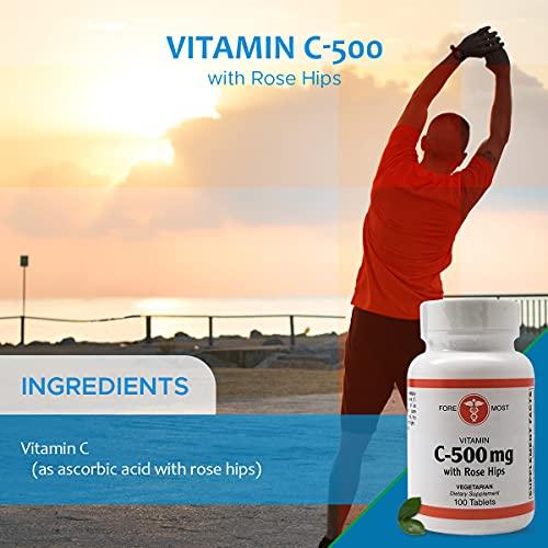Holistic Health Holistic Health Vitamin C 500mg with Rose Hips Tablet, Vitamin C Supplement to Boost Immunity and Help Balance Blood Pressure, Vitamin C Vegetarian Supplement, 100 Tablets