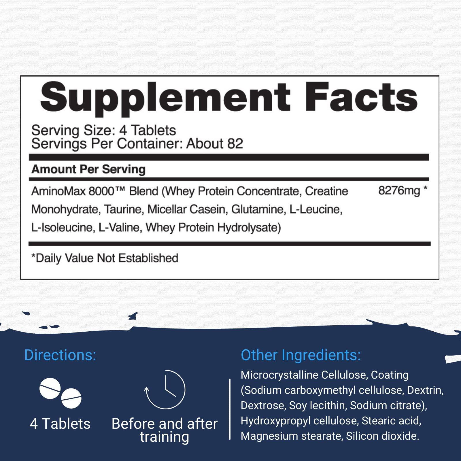 Gaspari Nutrition Gaspari Nutrition AminoMax 8000: Advanced Amino Acids for Muscle Recovery, Growth and Endurance - Creatine, Leucine, Taurine, and BCAAs, 325 Tablets