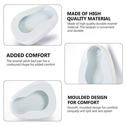 HEALLILY HEALLILY Portable Bedpans for Women Men Elderly Enamel Bed Bound Urinal Bedridden Patient Home Bed Pan Emergency Device (White)