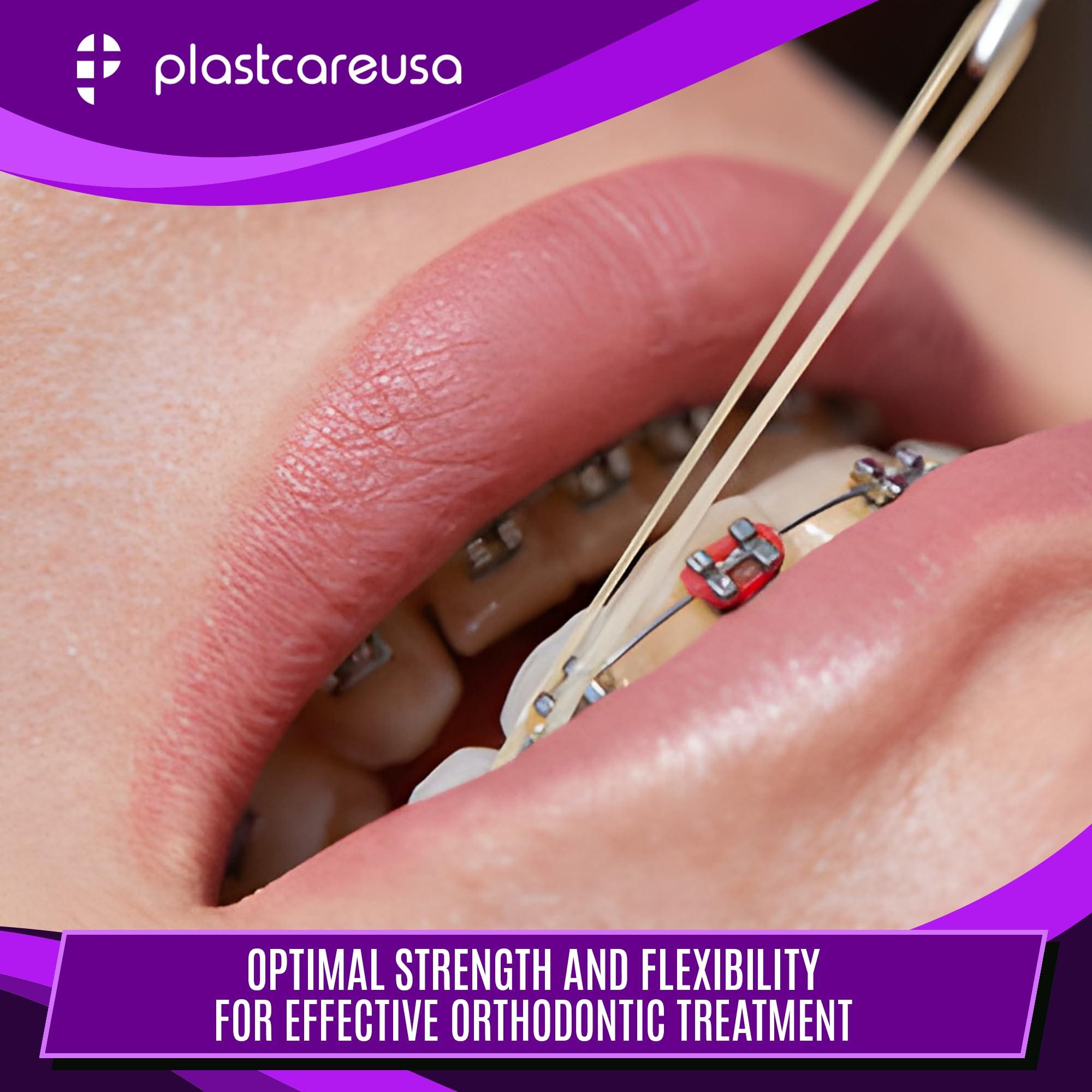 PlastCare USA 1000 Assorted Colors (Light 3.5 Oz, 5/16\" Penguin) Orthodontic Elastic Bands for Braces, Multi-Sized & Multi-Tension Dental Bands for Teeth Alignment, Gap Closure, Latex (10 Bags of 100)