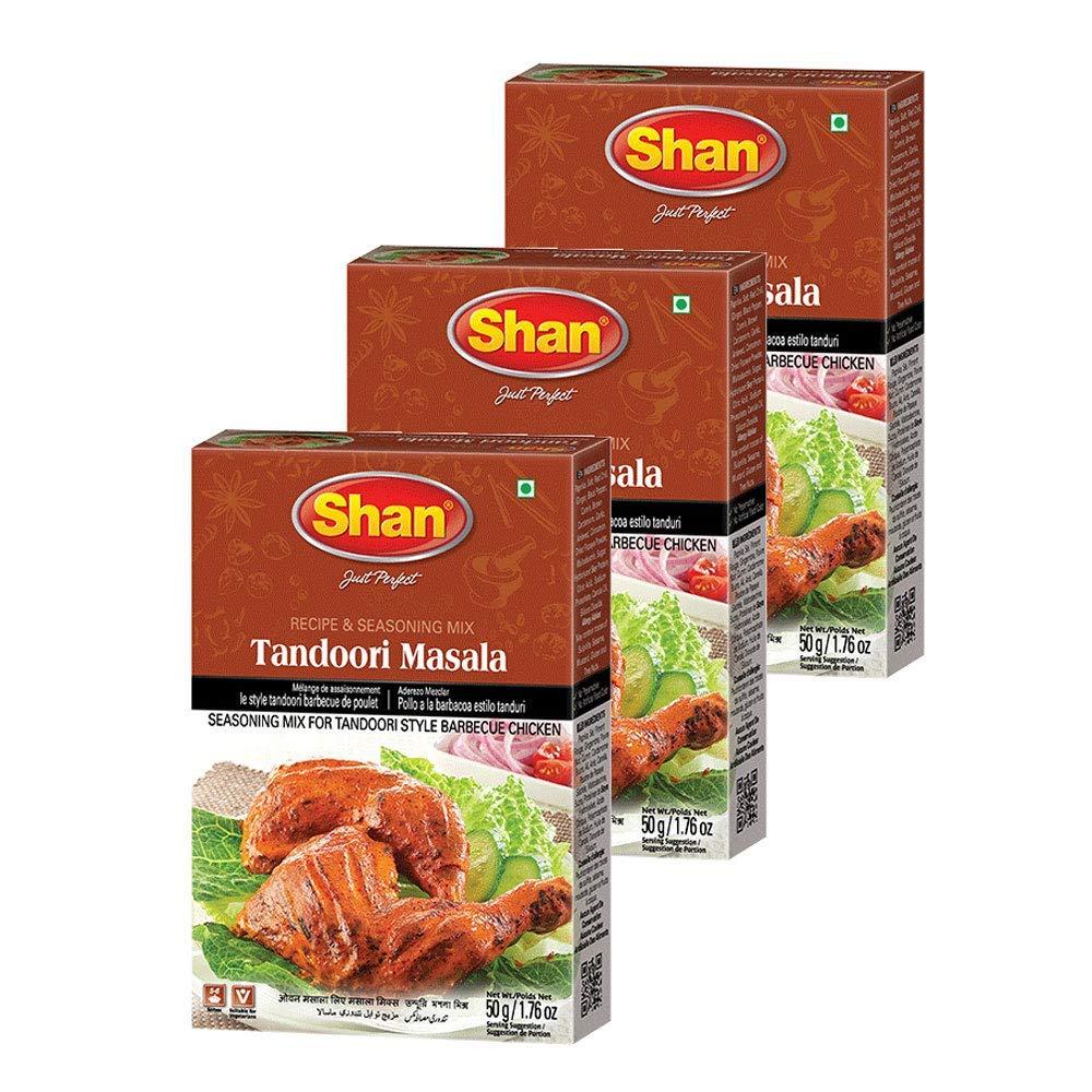 Shan Shan - Tandoori Masala Seasoning Mix (50g) - Spice Packets for Tandoori Style Chicken (Pack of 3)