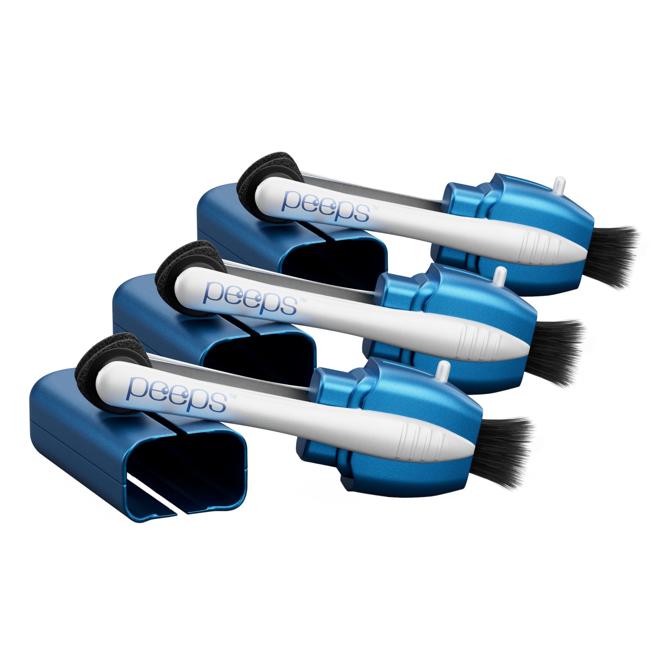 Peeps CarbonKlean Peeps Glasses Cleaner - for Eyeglasses, Reading Glasses, and More - Lens Cleaner with Carbon Microfiber Tech - Soft Touch Blue - 3 Count (Pack of 1)