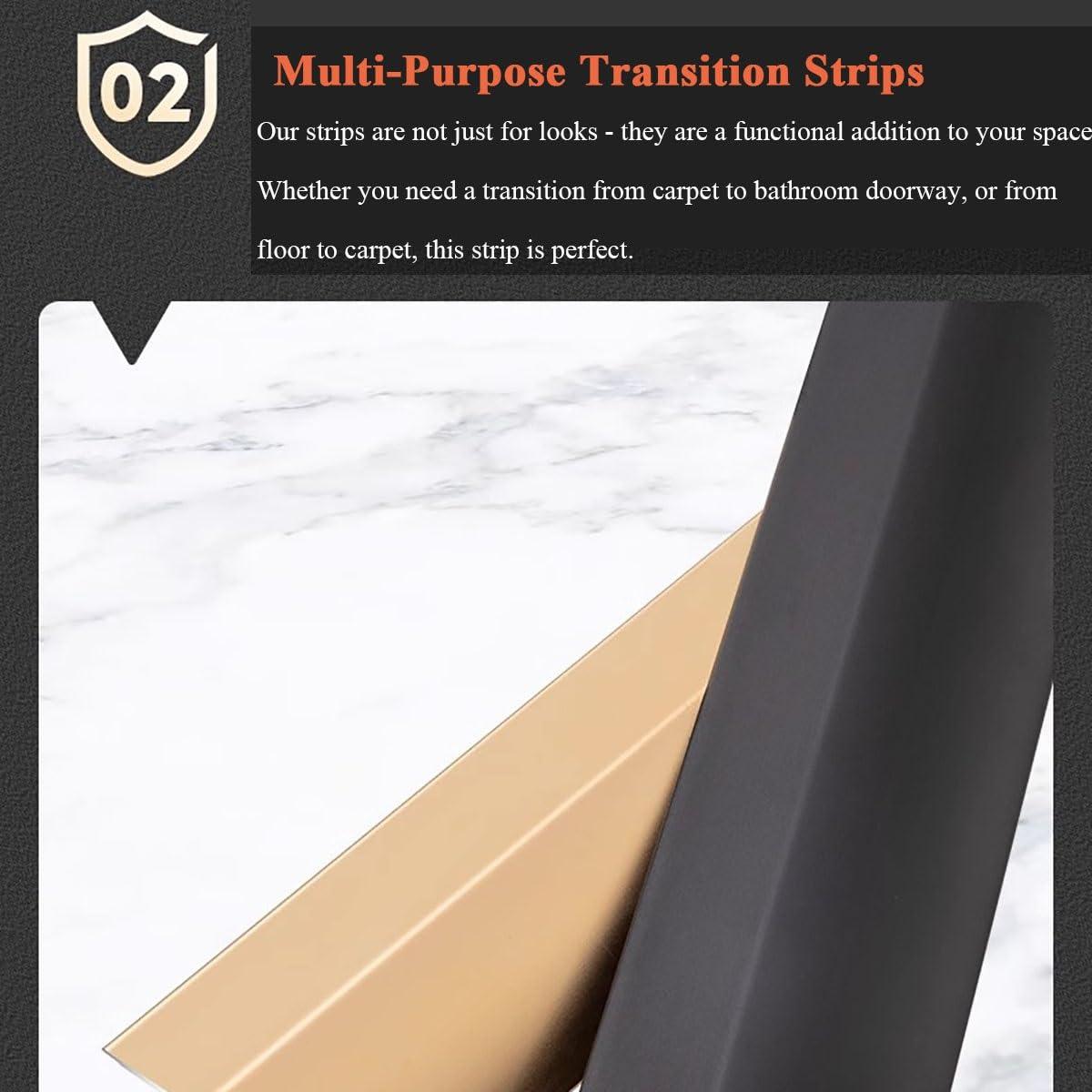 BYZOMU Doorway Floor Transition Strip Metal, Black Gold Gray Silver 1.5-2cm Height Threshold Ramp for Entryway, Edge Trim Laminate Flooring to The Carpet, Bedroom Livingroom Office Kitchen Reducer (Color :