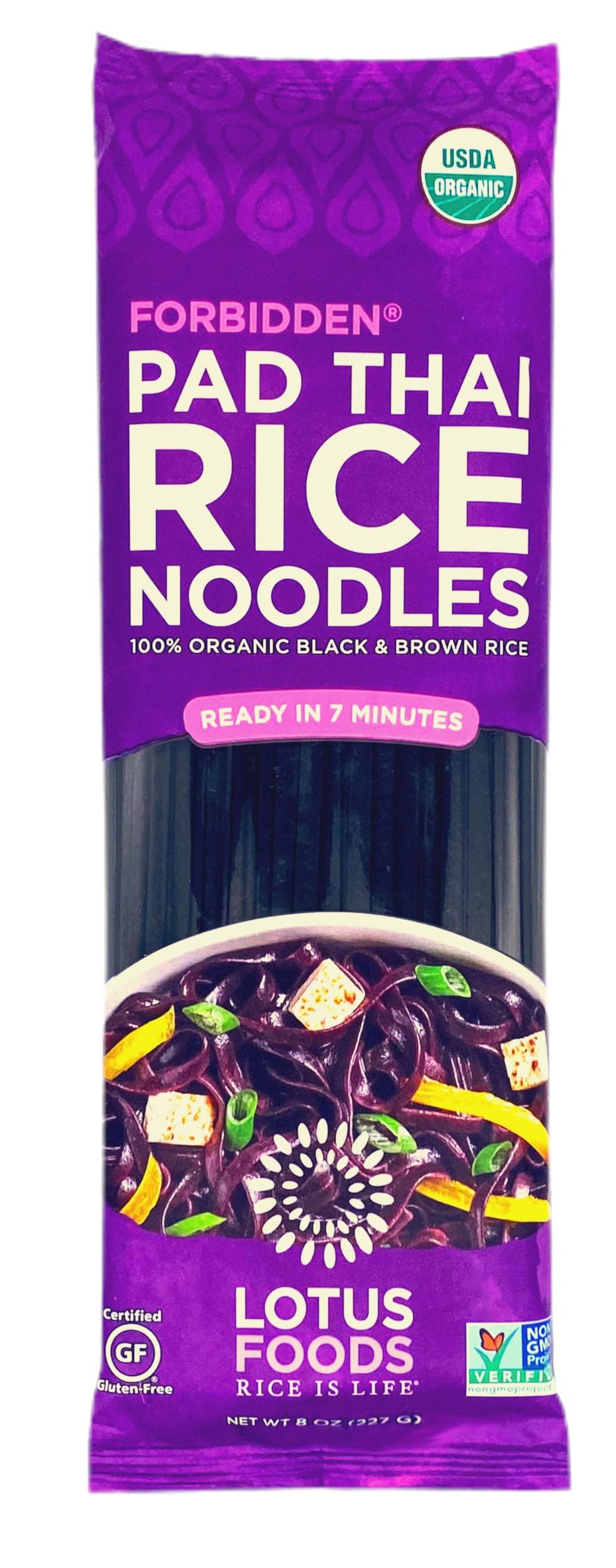 Lotus Foods Lotus Foods Organic Forbidden Rice Pad Thai Noodles - Asian Style Noodles for Pho or Stir Fry, Gluten Free, Vegan, Whole Grain, Non GMO, Serve Hot or Cold - 8 Oz (Pack of 8)