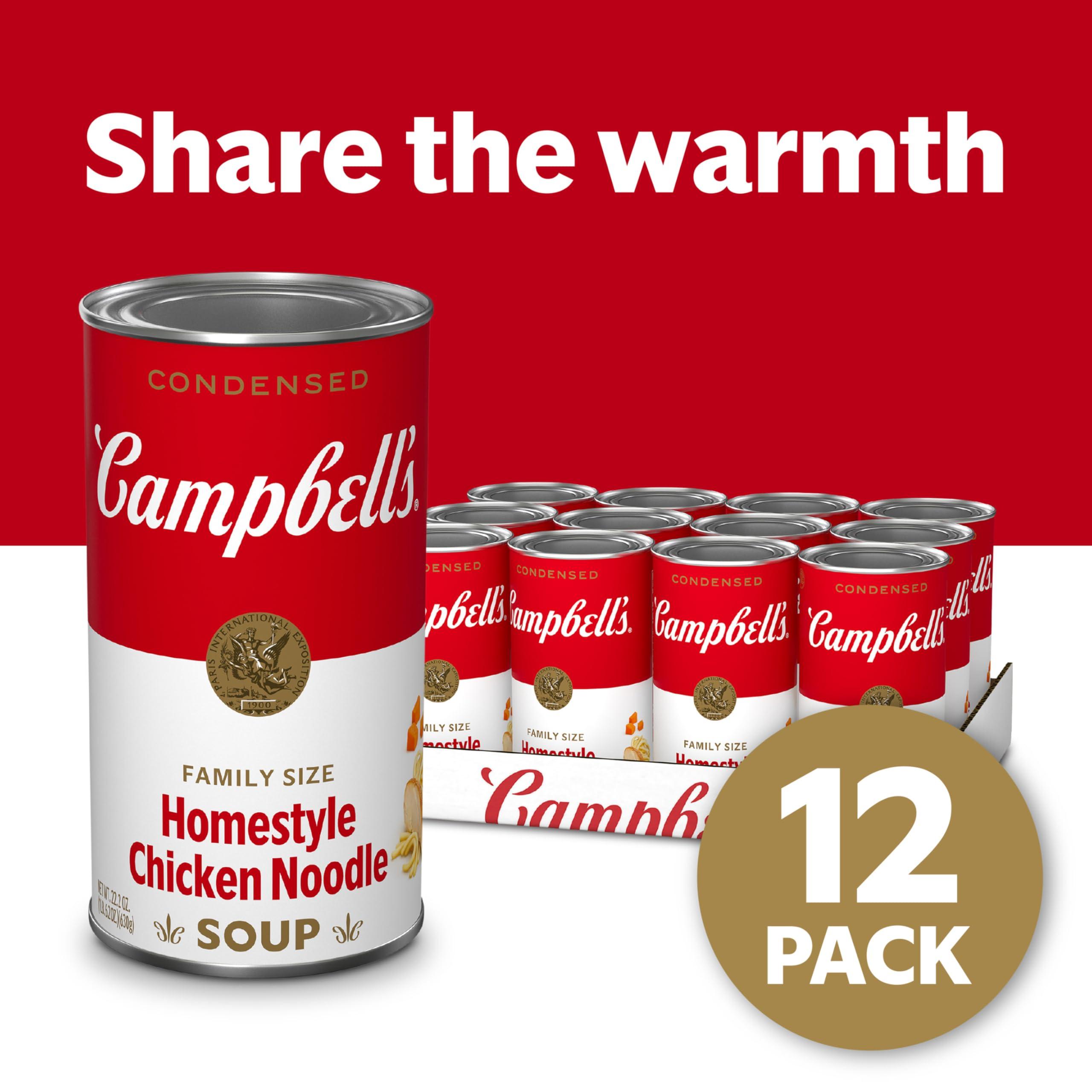 Campbell's Campbells Condensed Homestyle Chicken Noodle Soup, 22.2 oz Family Size Can (12 Pack)