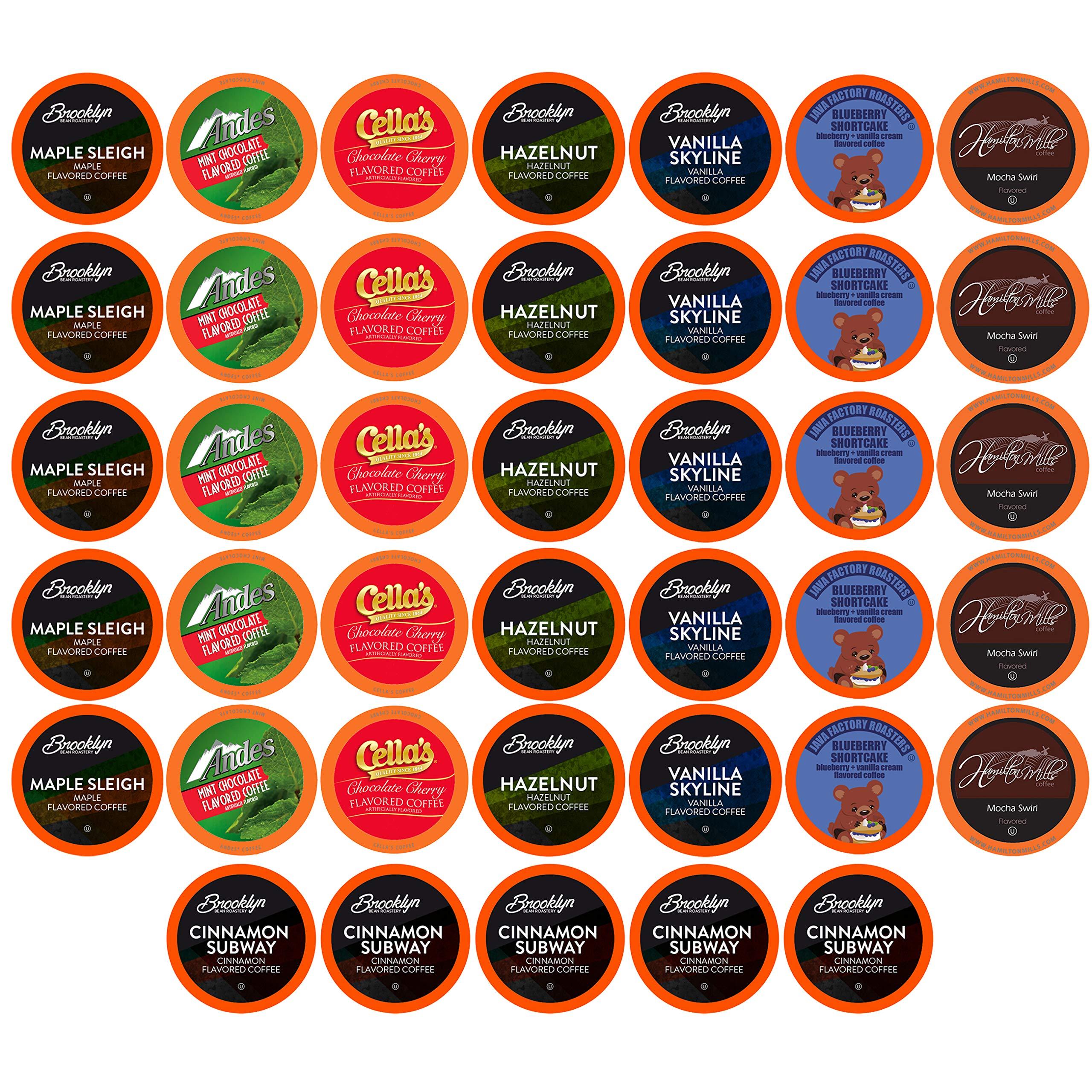 Two Rivers Coffee Two Rivers Coffee Flavored Pods, Variety Sampler Pack for Keurig K Cup Brewers, 40 Count - Flavored Coffee Lovers, Great Gift - 5 Cups Of Each Flavor