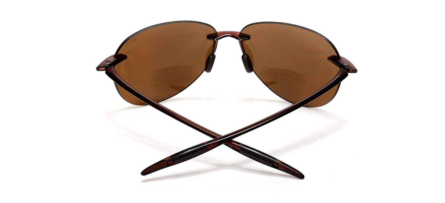 SAMBA SHADES SAMBA SHADES Maui Sports Pilot Bifocal Sun Readers Reading Sunglasses Ultra Flex TR90 Brown +1.25